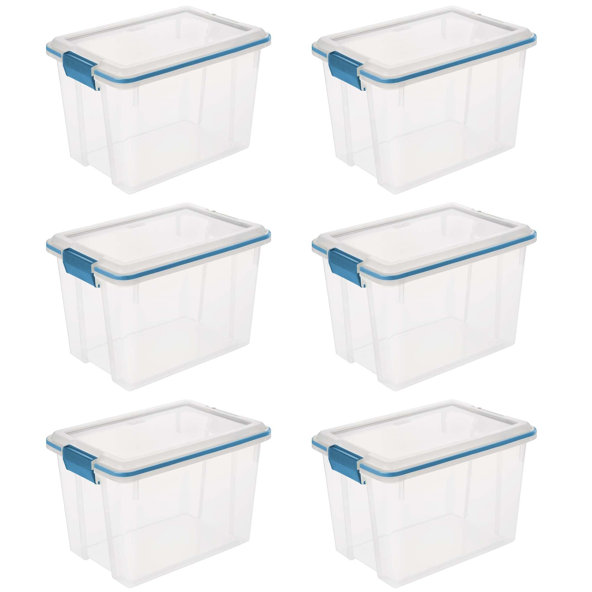 Sterilite Corporation 6-Pack Sterilite Small 5-Gallons (20-Quart) Clear /  Blue Tote with Latching Lid in the Plastic Storage Containers department at