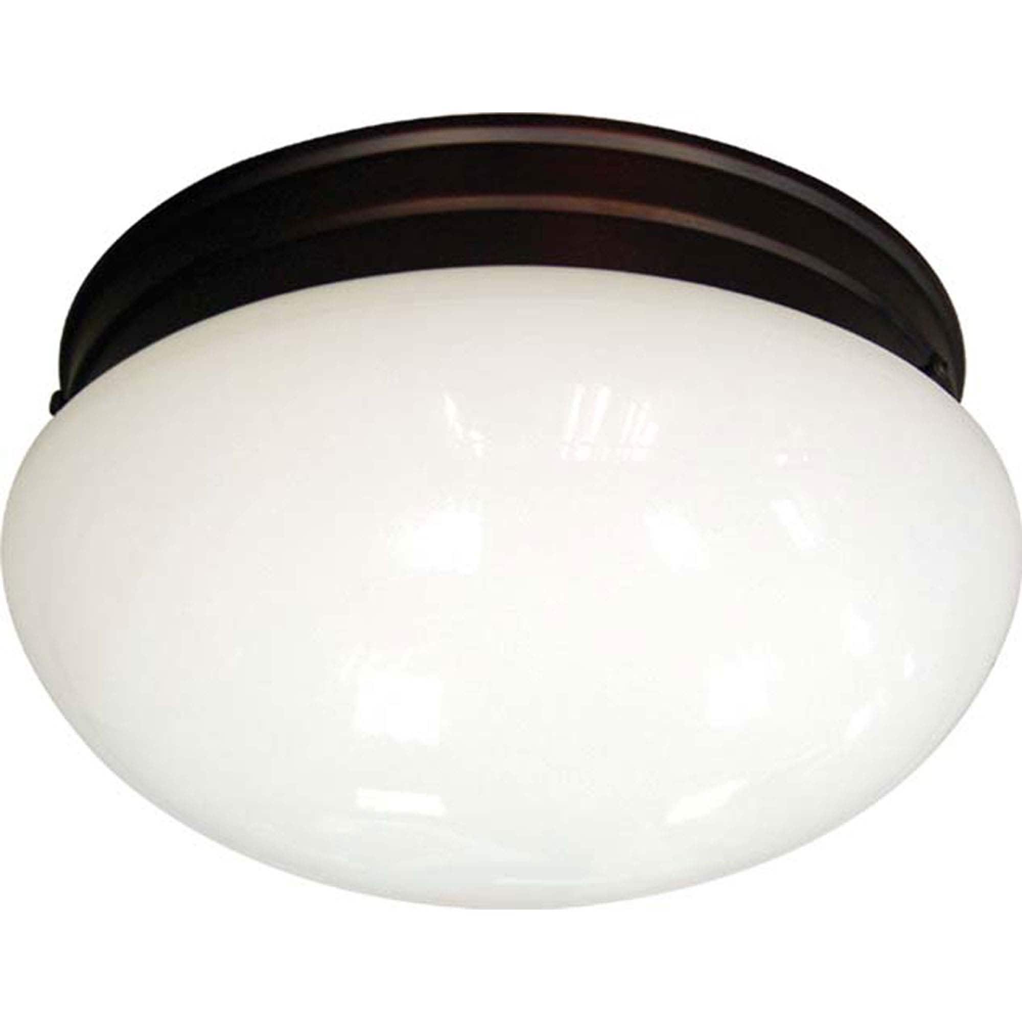 Antique Bronze 2-Light Flush Mount with Opalescent Glass