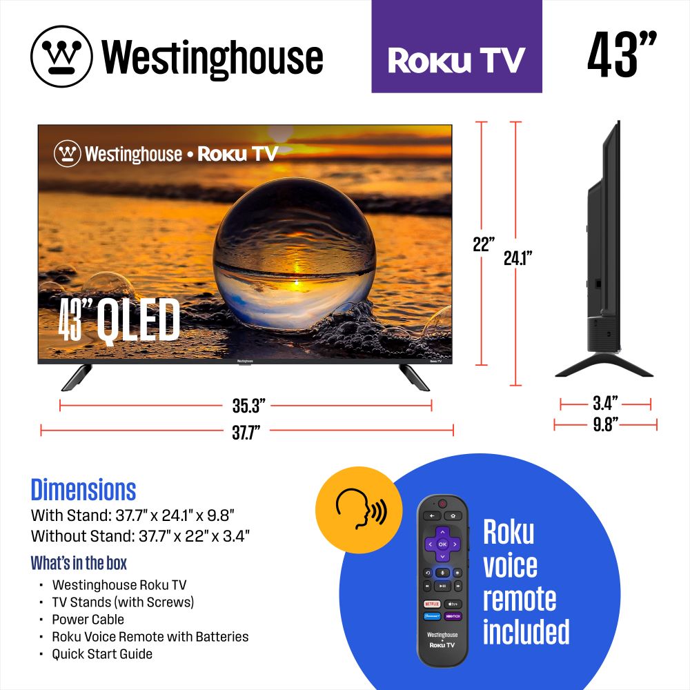 Westinghouse QX400 43-in 2160p (4K) Smart Qled Indoor Use Only Flat Screen Ultra HDTV WR43QX400 Sansujyuku sansujyuku.com