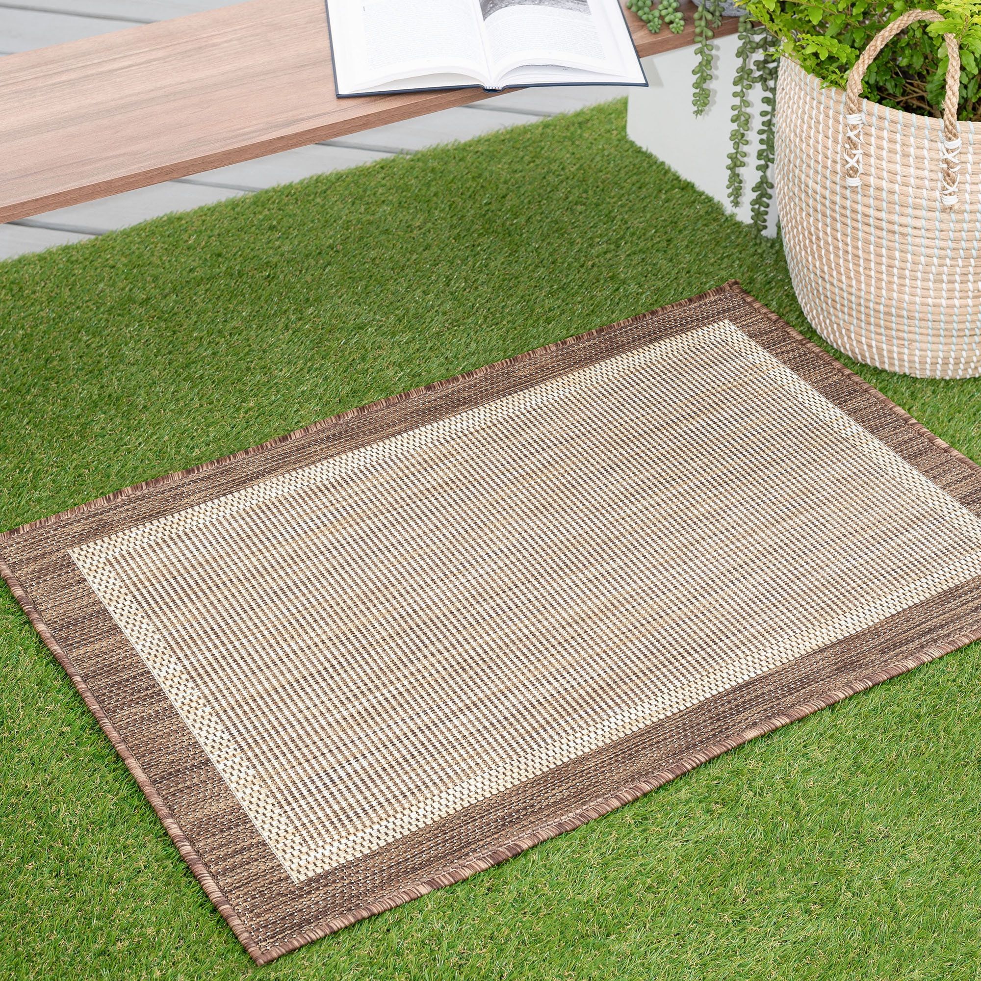 Tayse ECO1203 2X3 Eco 2 x 3 (ft) Flatweave Polypropylene Brown Rectangular Indoor/Outdoor Solid Coastal Throw rug