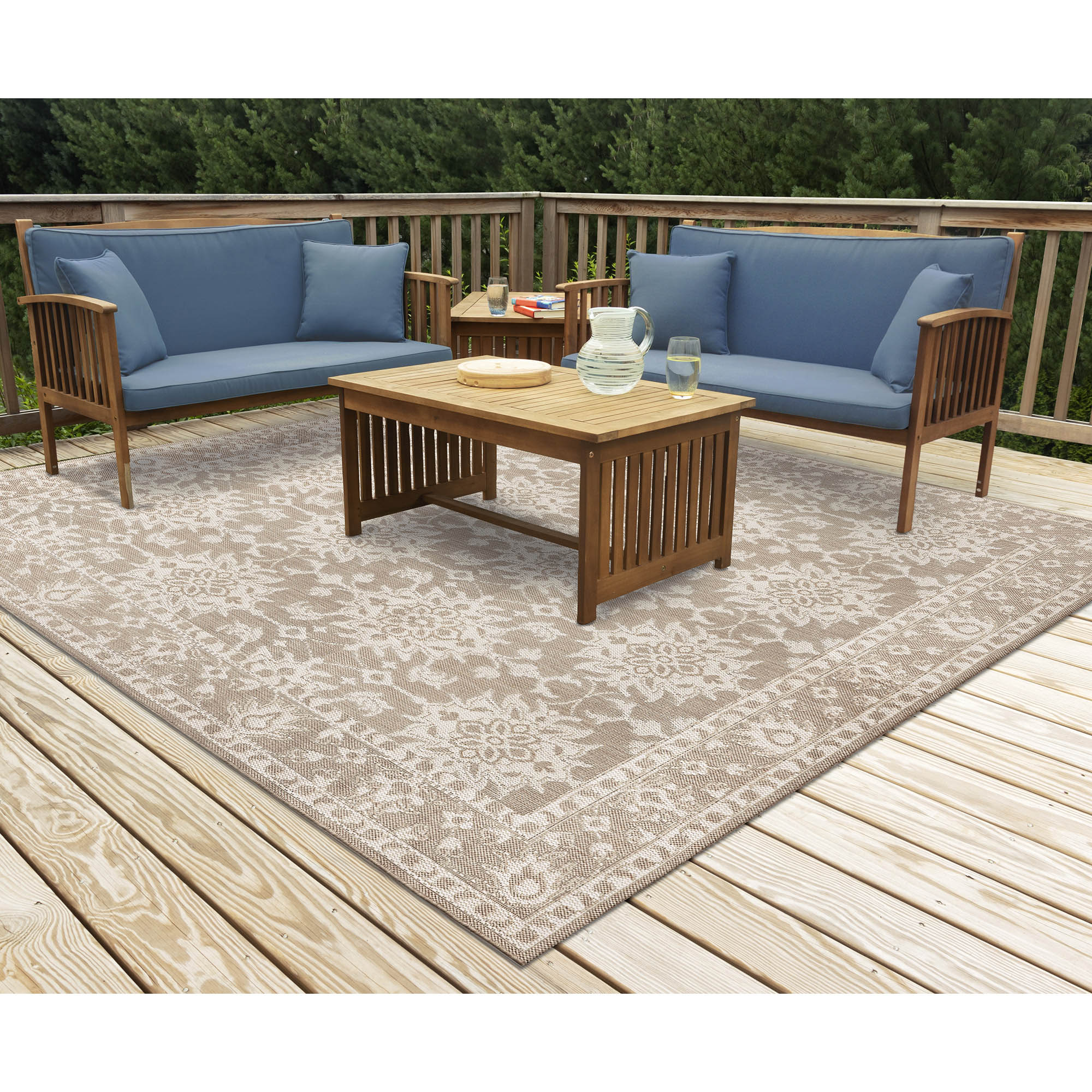 Liora Manne MAUR8822433 Malibu 2 x 8 (ft) Loomed Polypropylene Slate Rectangular Indoor/Outdoor Medallion Oriental Runner rug