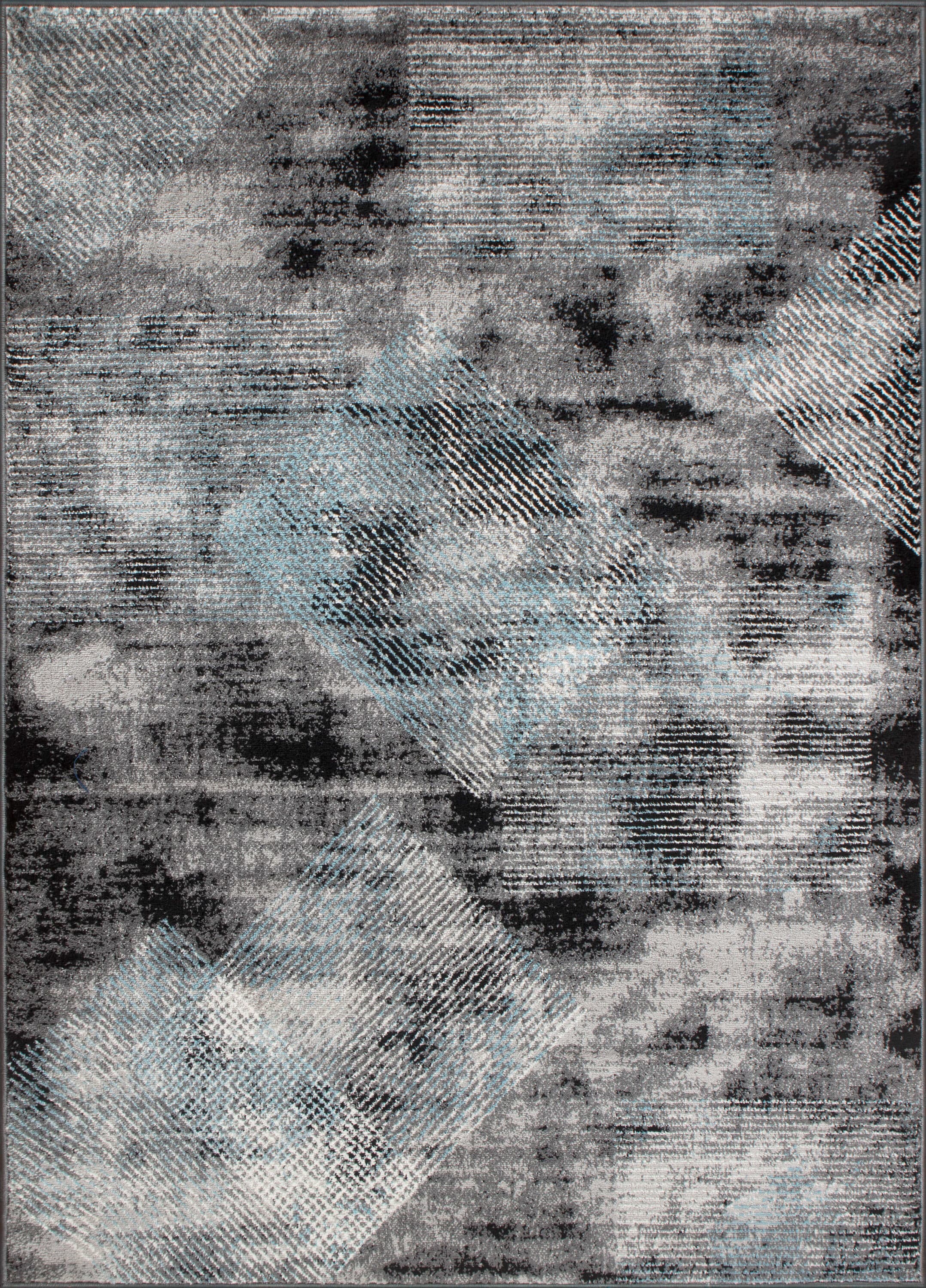 World Rug Gallery 387BLACK5X7 5 x 7 (ft) Loomed Polypropylene Black Rectangular Indoor Geometric Area rug