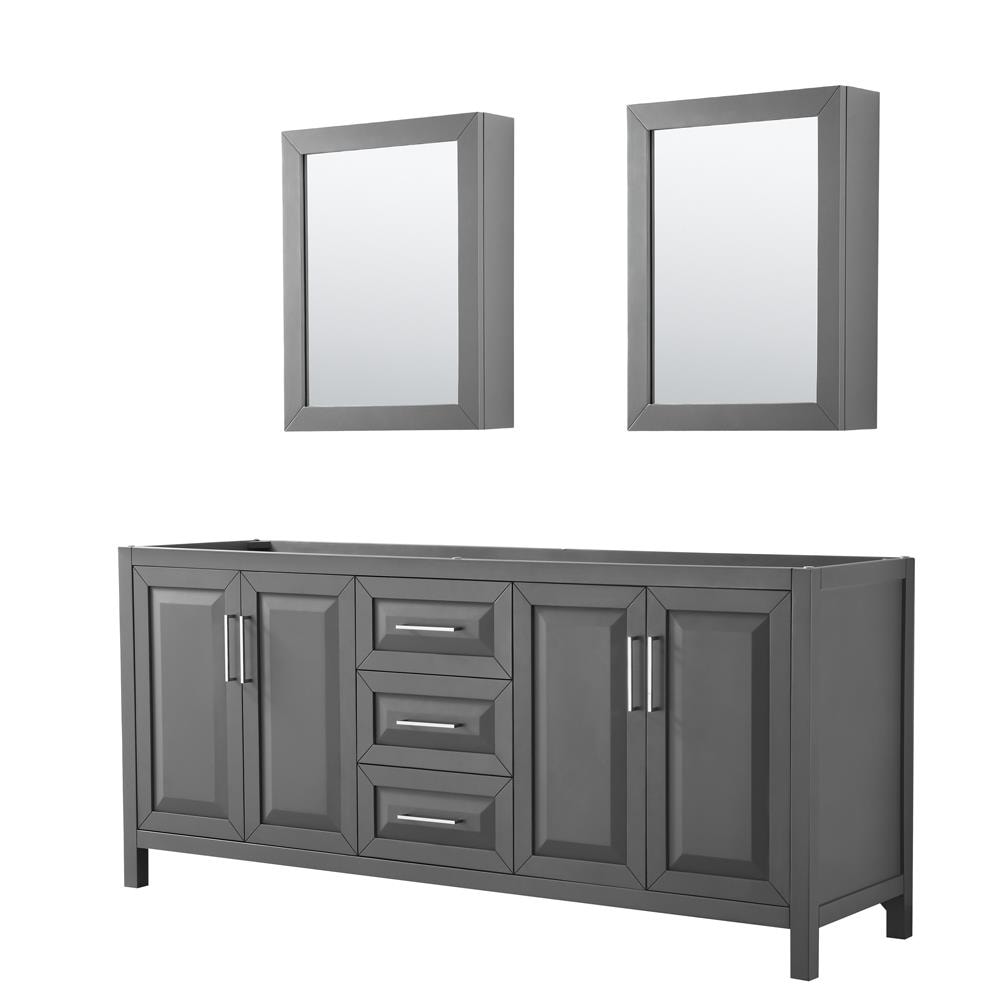 Wyndham Collection WCV252580DKGCXSXXMED Daria 80-in Dark Gray with Polished Chrome Trim (Mirror Included) (Medicine Cabinet Included)