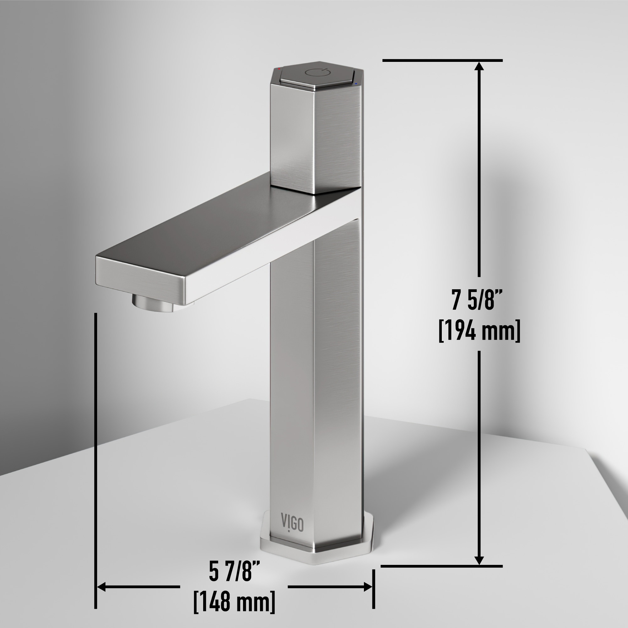 Nova Hexagonal Brushed Nickel Single-Hole Bathroom Faucet