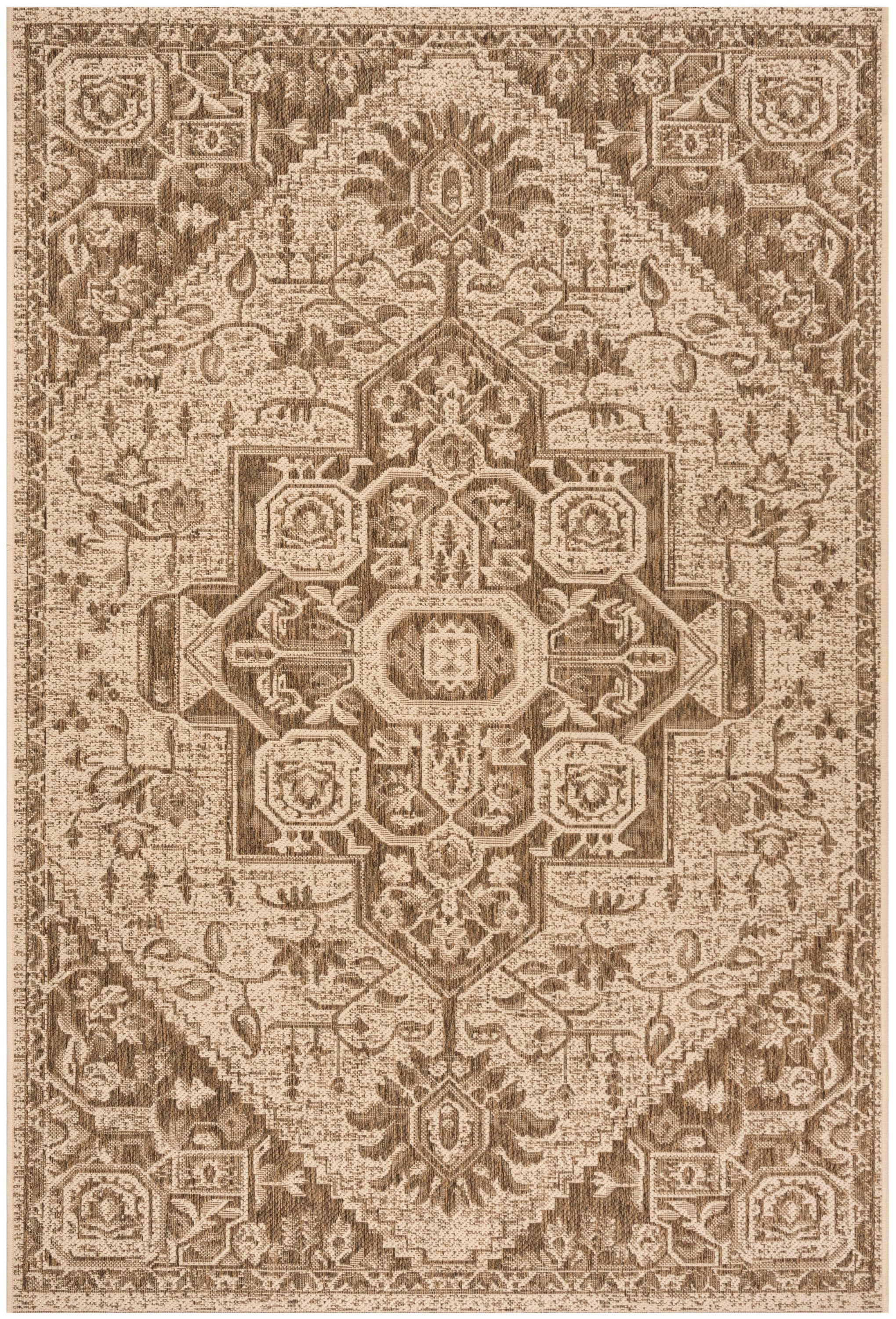 Geometric Brown Easy-Care Synthetic 5' x 7' Area Rug