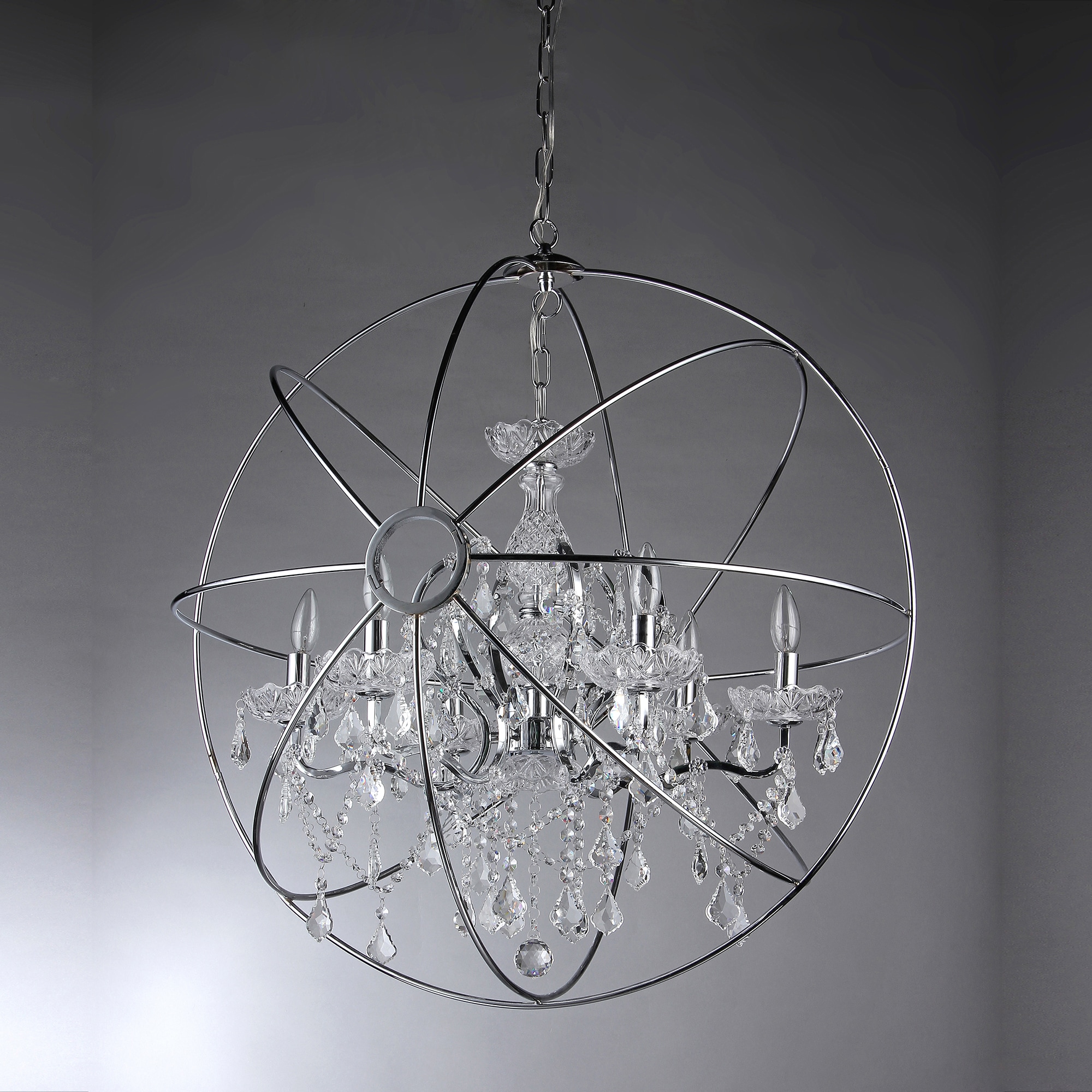 Elegant Chrome 27'' Crystal Reflections Contemporary Chandelier