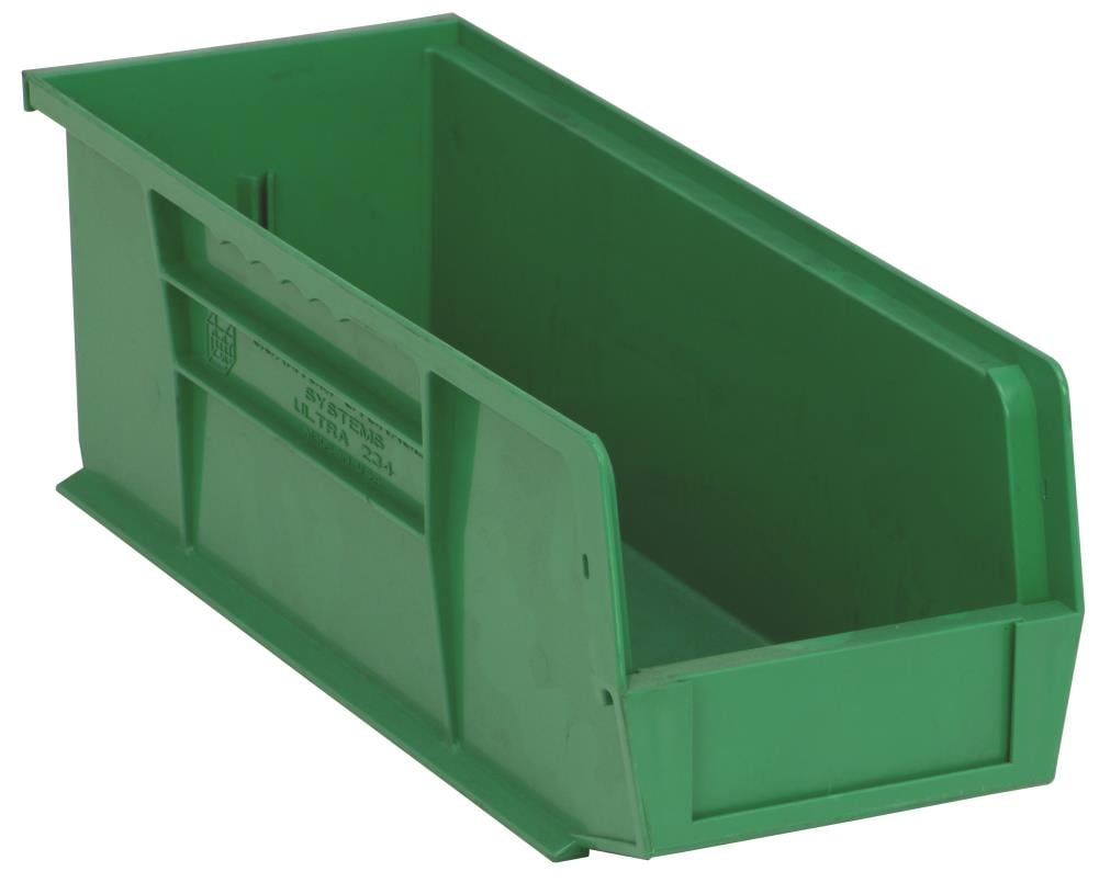 Quantum Storage Systems ULTRA 5.5-in W x 5-in H x 14.75-in D Green  Polypropylene Stackable Bin in the Storage Bins & Baskets department at