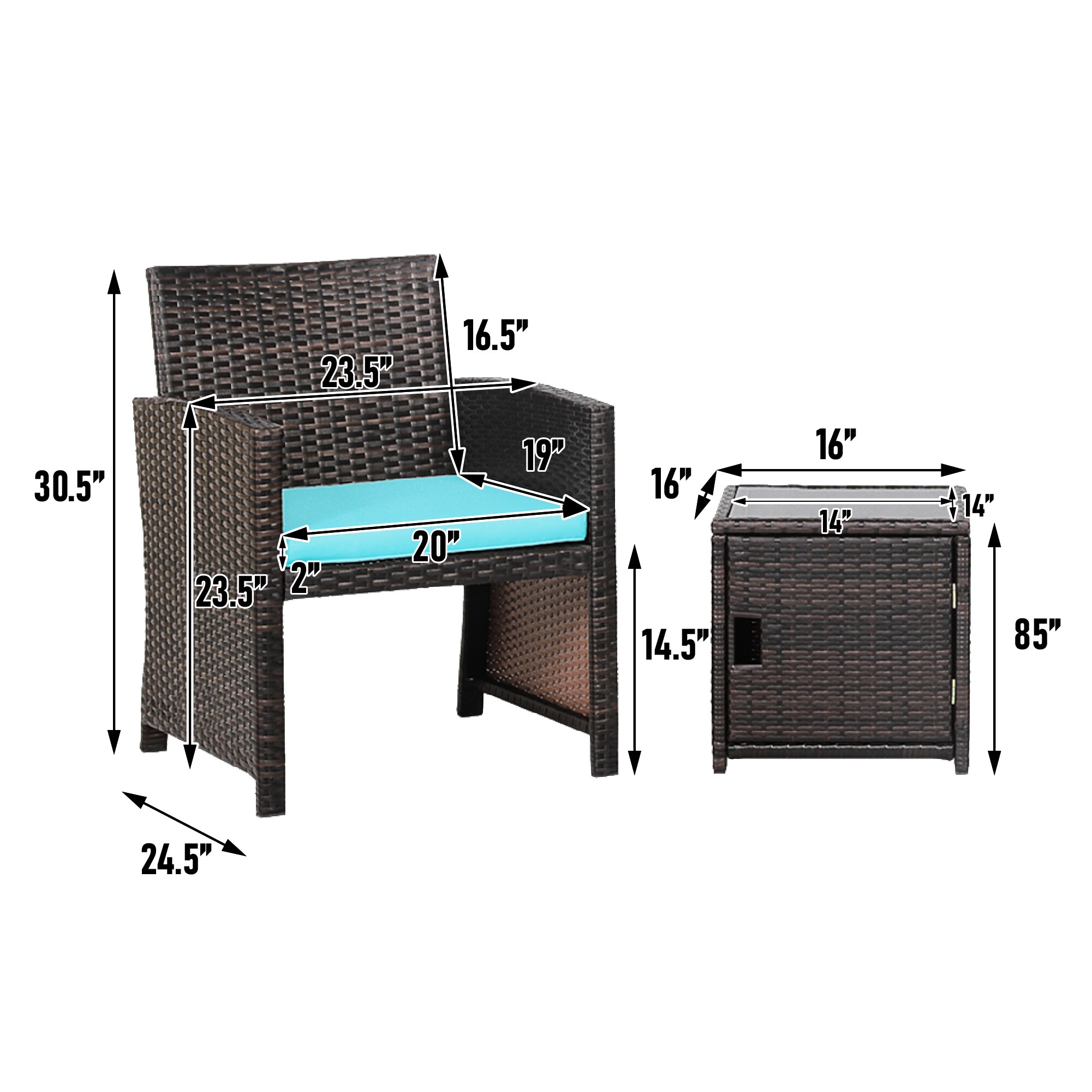 WELLFOR OUJ69444TU Patio-Conversation-Sets - View #3