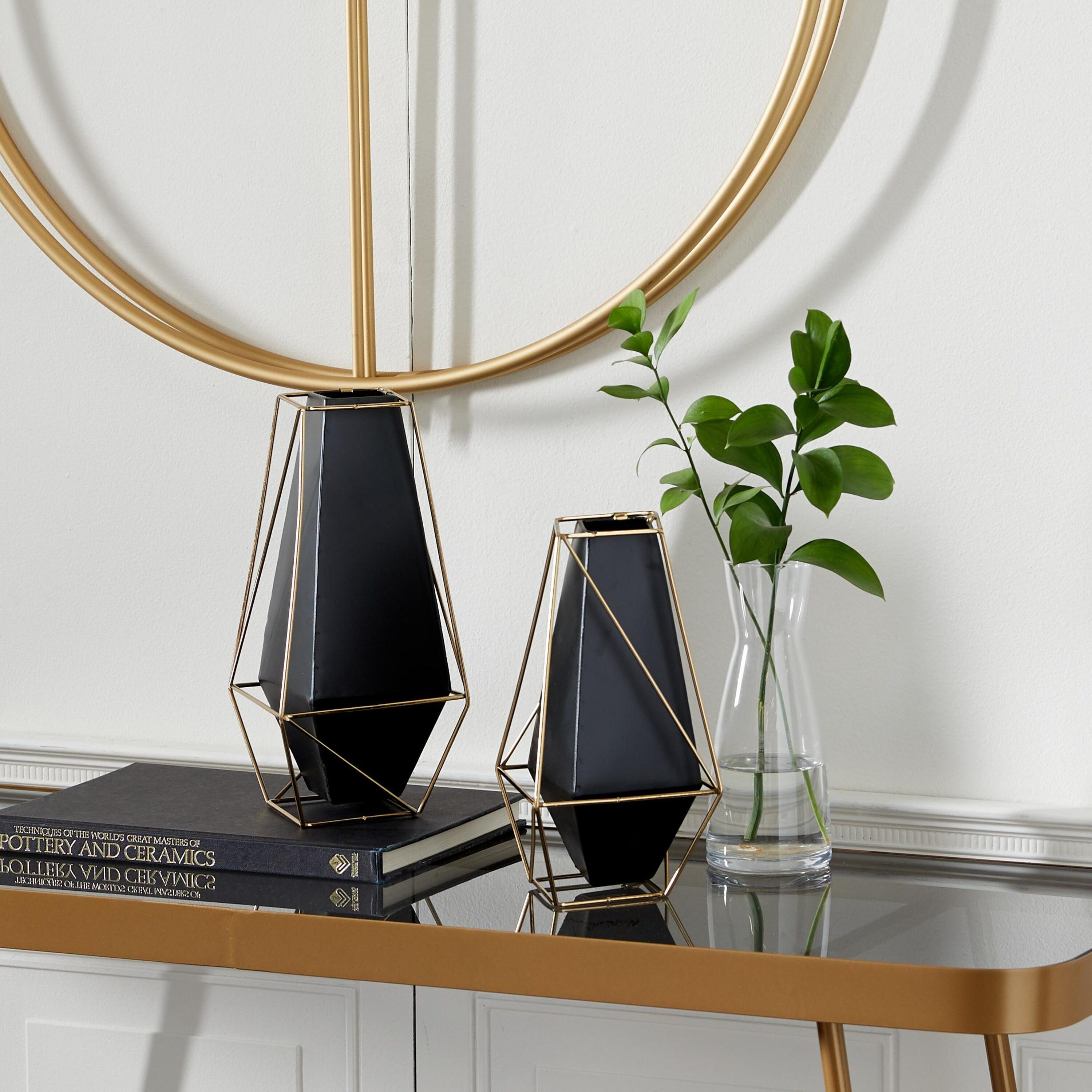 Grayson Lane 37889 2 -Pack Black Iron Modern Vase