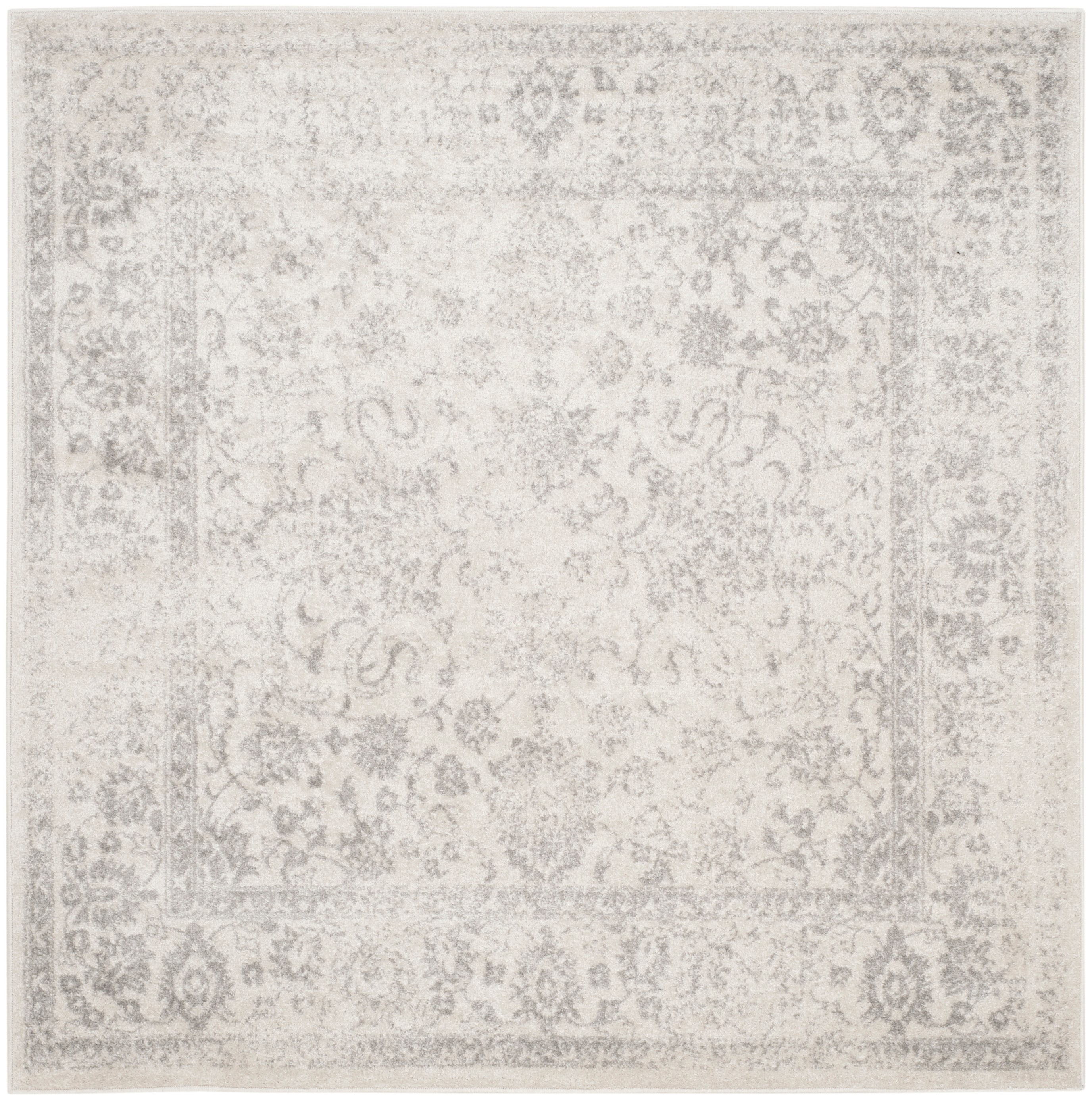 Safavieh ADR109C-7SQ Adirondack Kashan 7 x 7 (ft) Loomed Polyester/Polypropylene Ivory/Silver Square Indoor Distressed/Overdyed Vintage Area rug