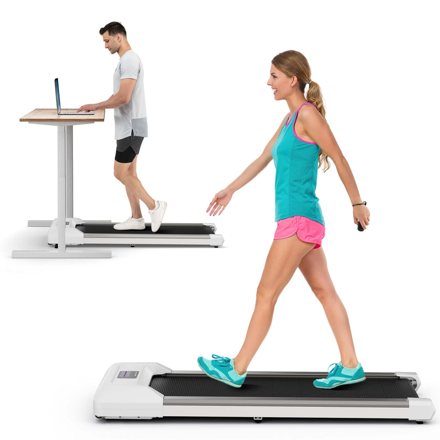 Costway SP38076US-WH SuperFit 0.6-3.8MPH Walking Pad Under Desk Treadmill with Remote Control and LED Display White