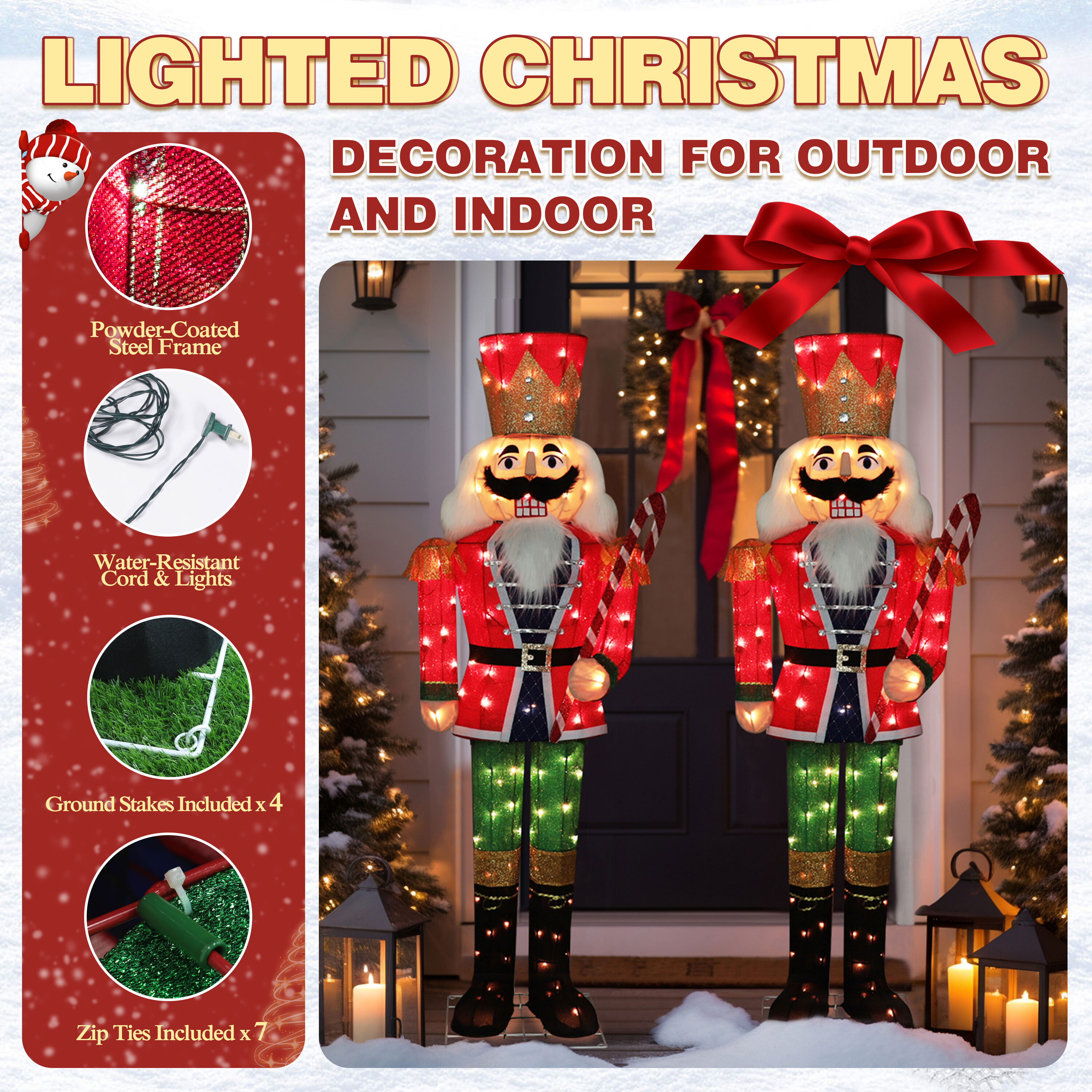 VEIKOUS 61.8-in Nutcracker Free Standing Decoration with Clear Incandescent  Lights