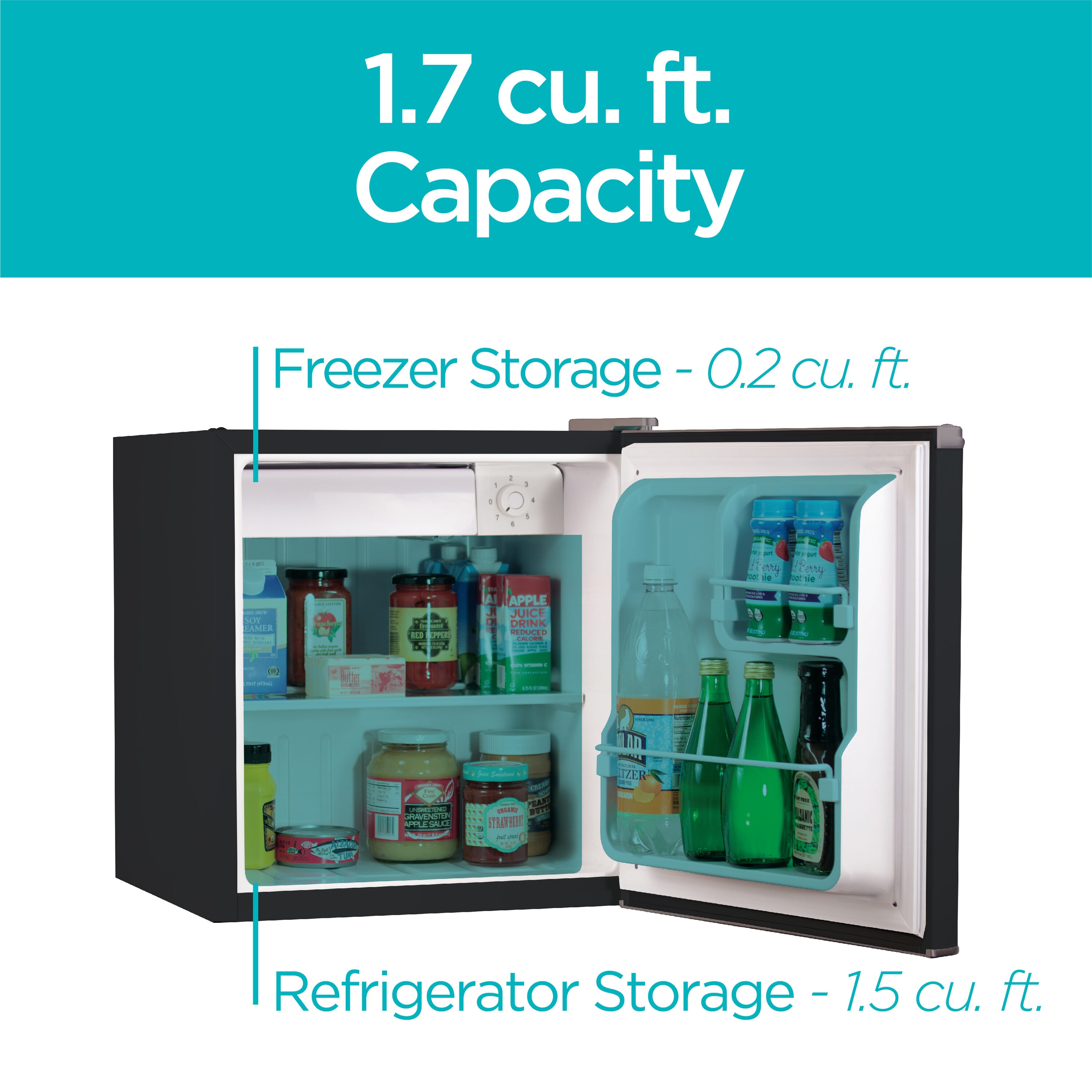 BLACK+DECKER BCRK17V Compact Refrigerator Energy Star Single Door Mini  Fridge with Freezer, 1.7 Cubic