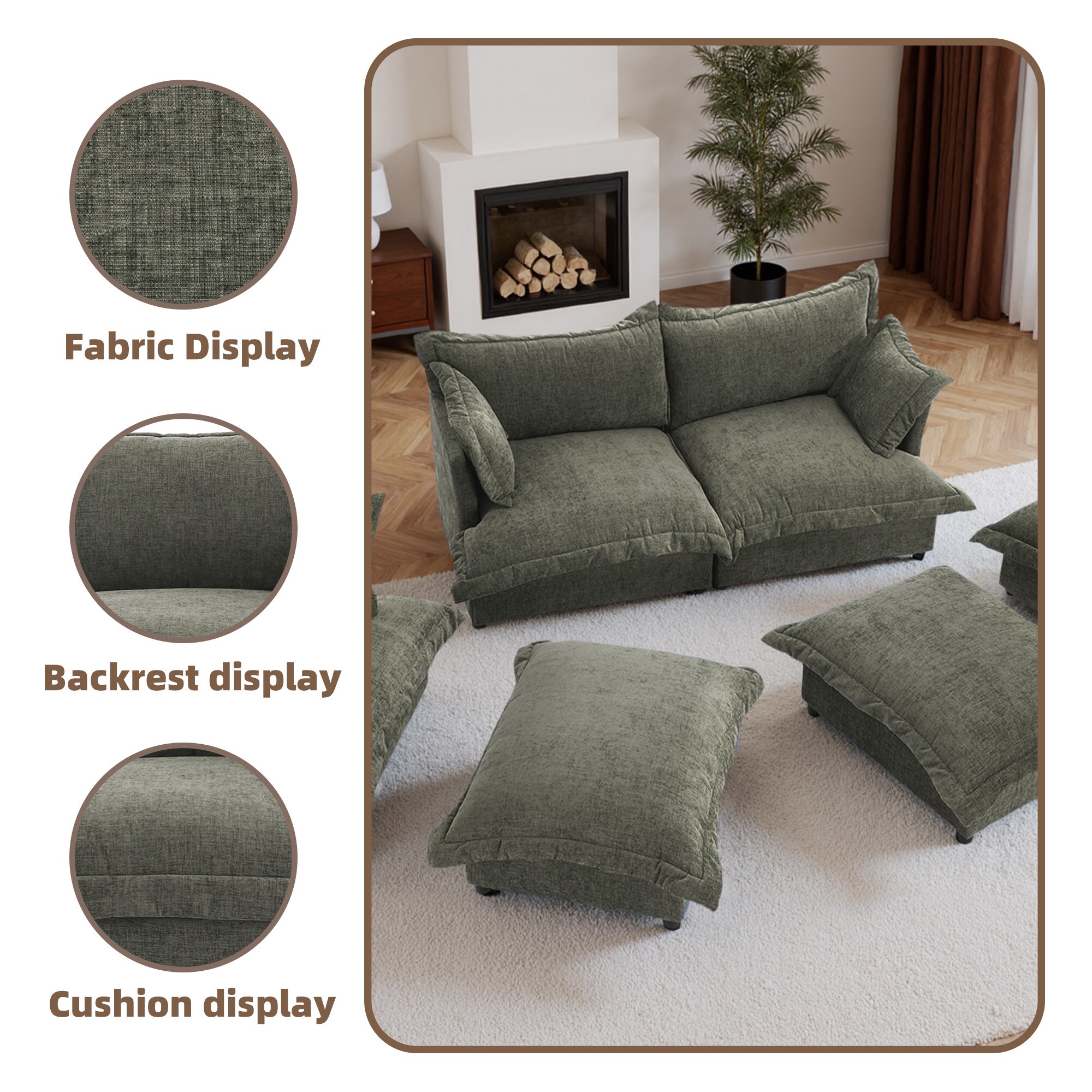 Dreamsidea CS11-GRA-LR-2SC-2OT Sofas-Loveseats - View #8
