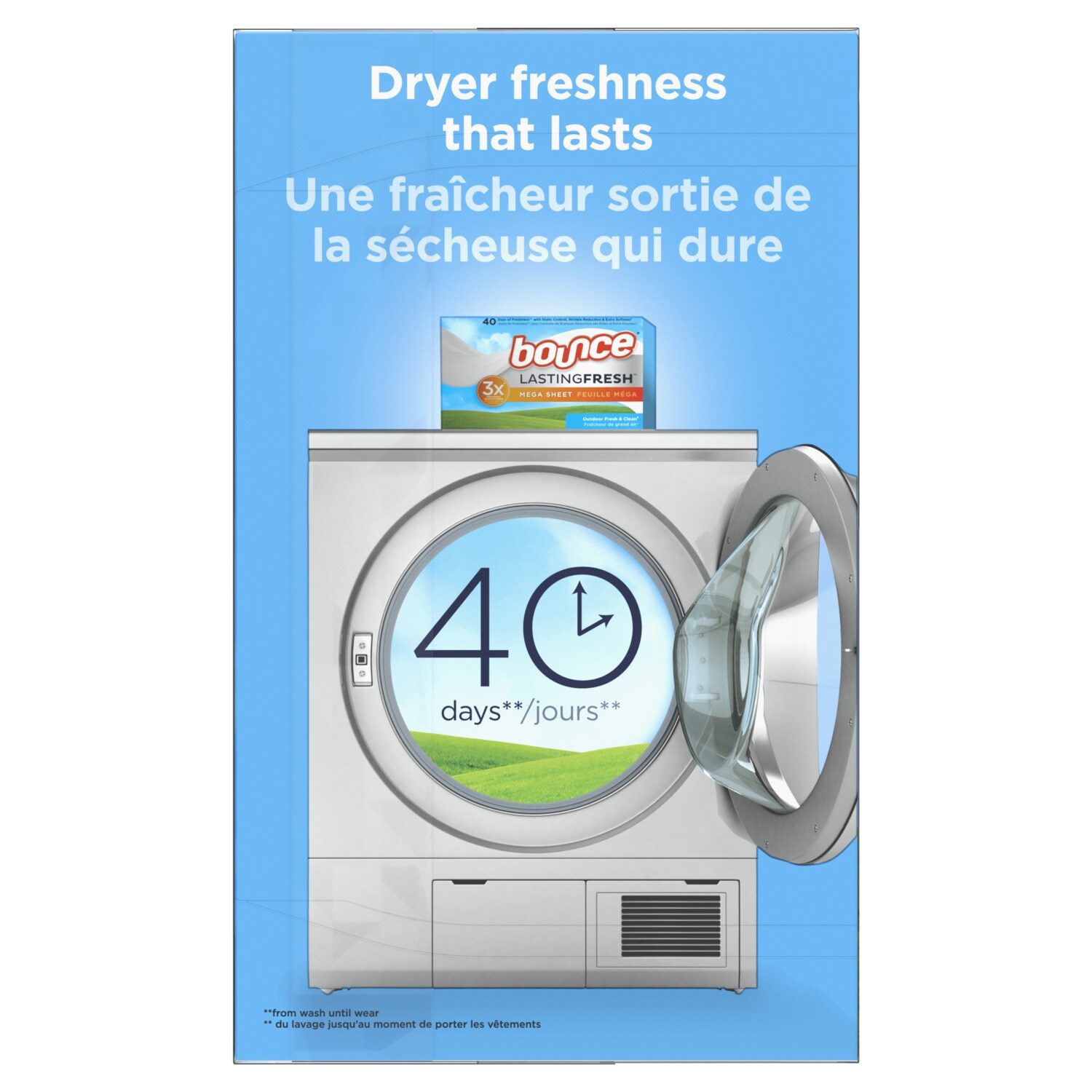 Bounce Lasting Fresh Outdoor Fresh & Clean Fabric Softener Dryer