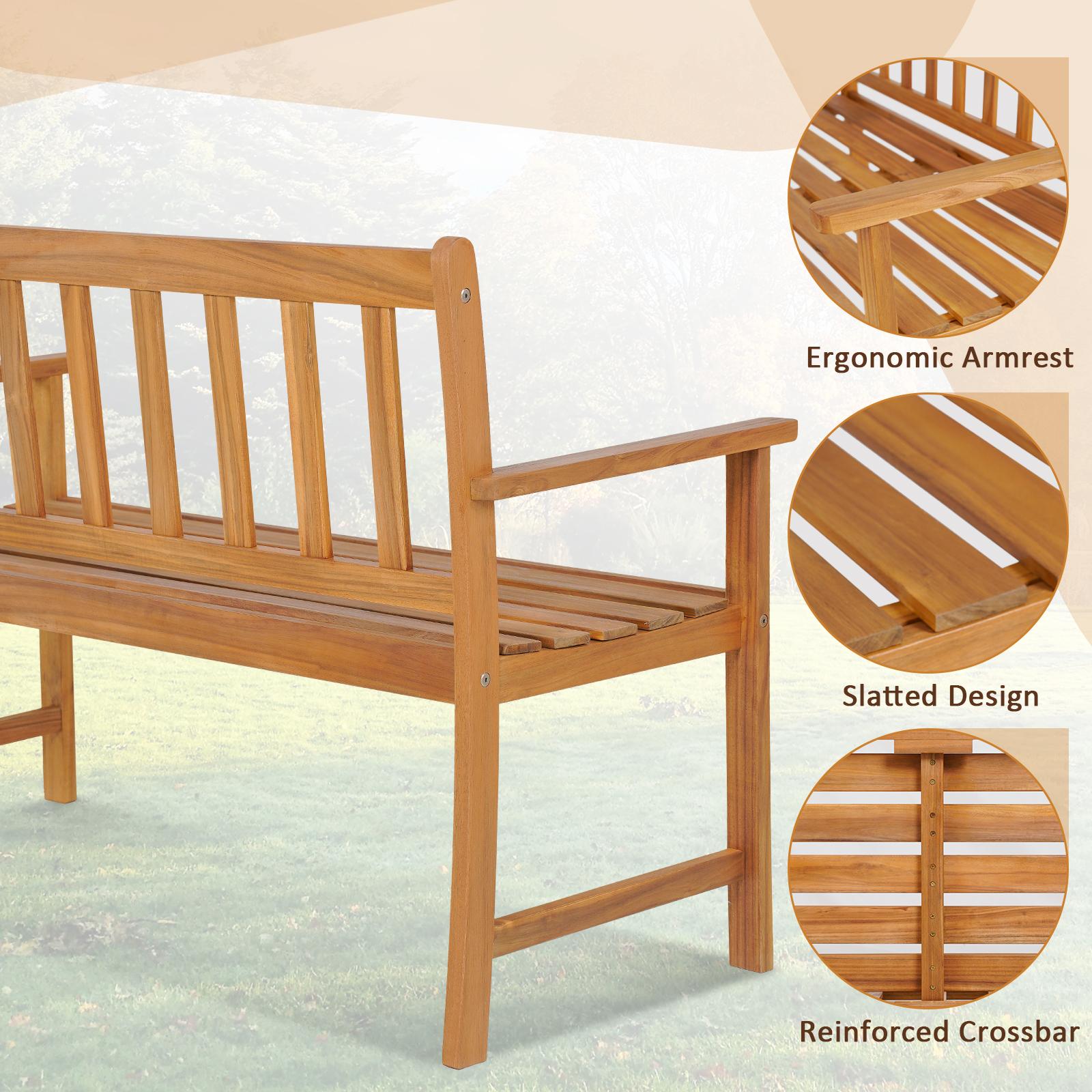 BABOOM Patio Bench 48-in W X 34-in H Natural Acacia Garden Bench In The ...