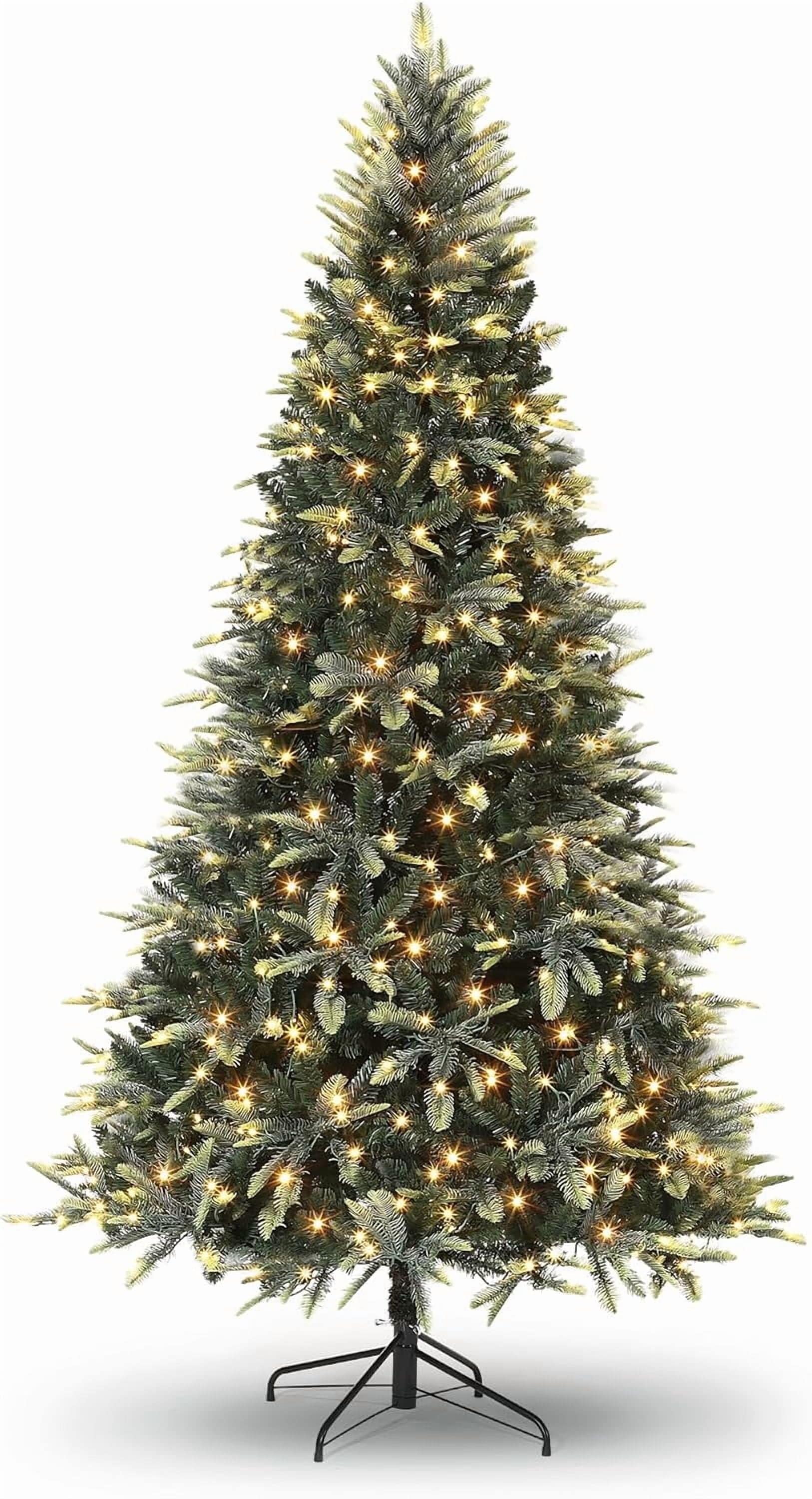 Garvee - 7.5FT Prelit Christmas Tree Pencil Christmas Tree with 300 Warm White Lights Foldable Me...