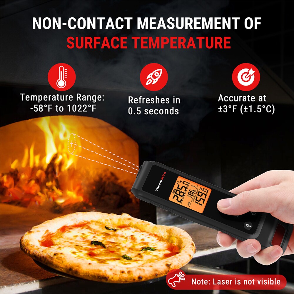 ThermoPro 2-in-1 IR Cooking Thermometer, Digital Probe Meat Thermometer, Fast & Accurate, Black, Ideal for Grilling, Baking, BBQ