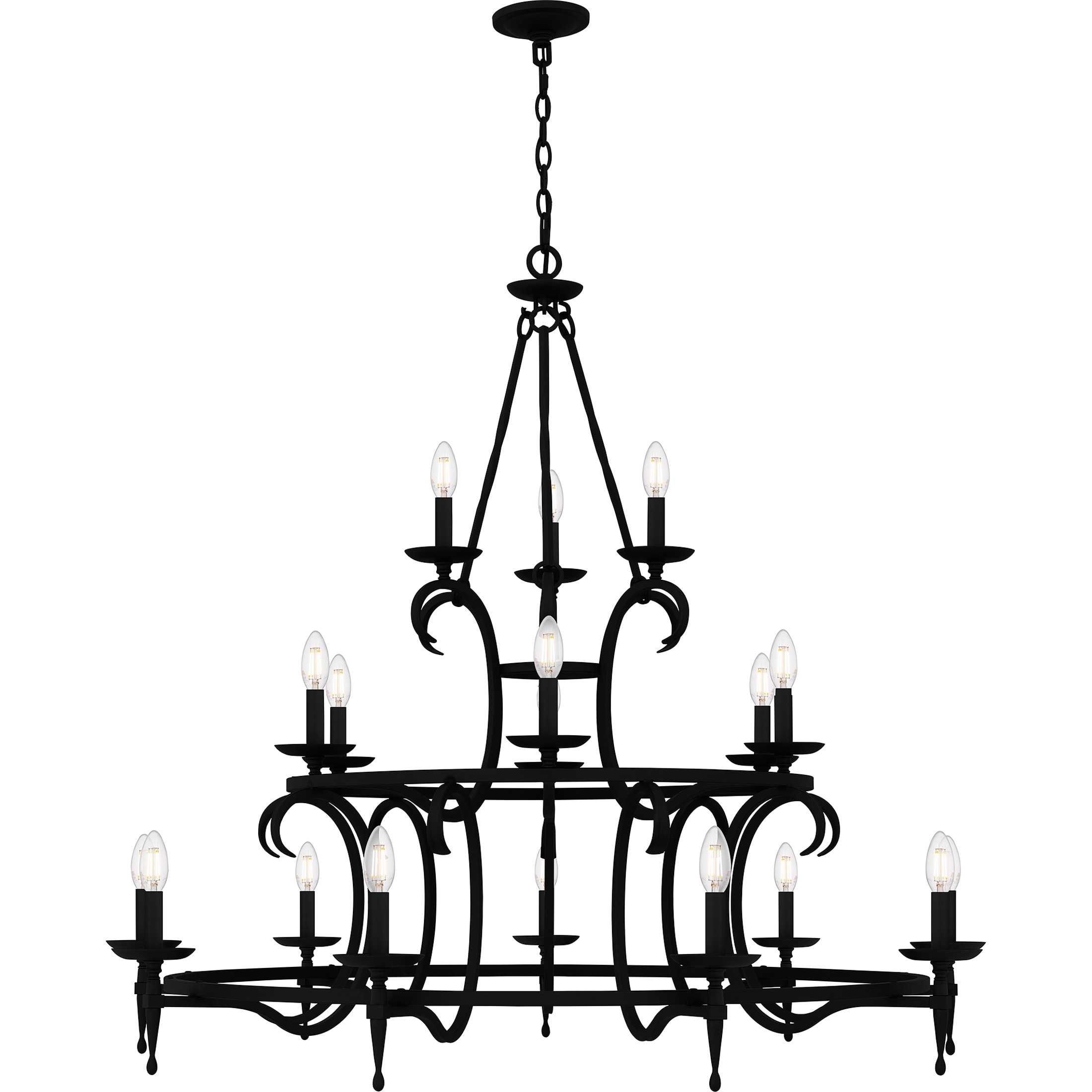 Octavia Black Iron 18-Light Candle Chandelier
