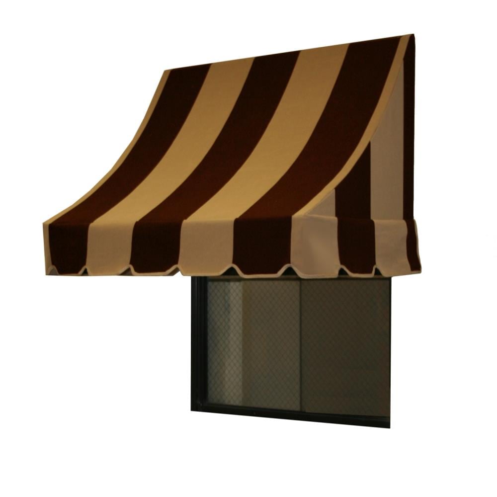 Awntech NT22-3BRNT Nantucket 40.5-in Wide x 24-in Projection Brown/Tan Striped Fixed Window/Door Awning