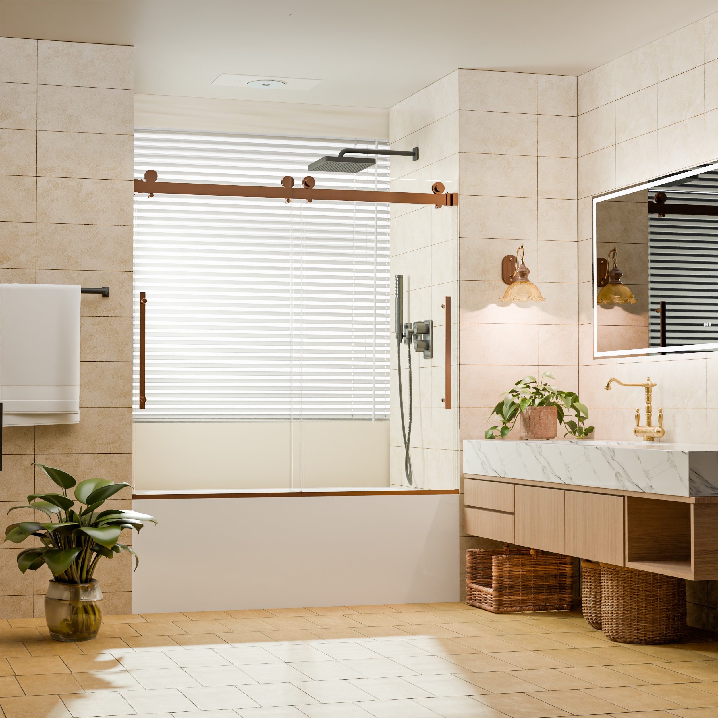 DreamLine Aqua Uno Brushed Nickel 34-5/16-in W x 58-in H Frameless
