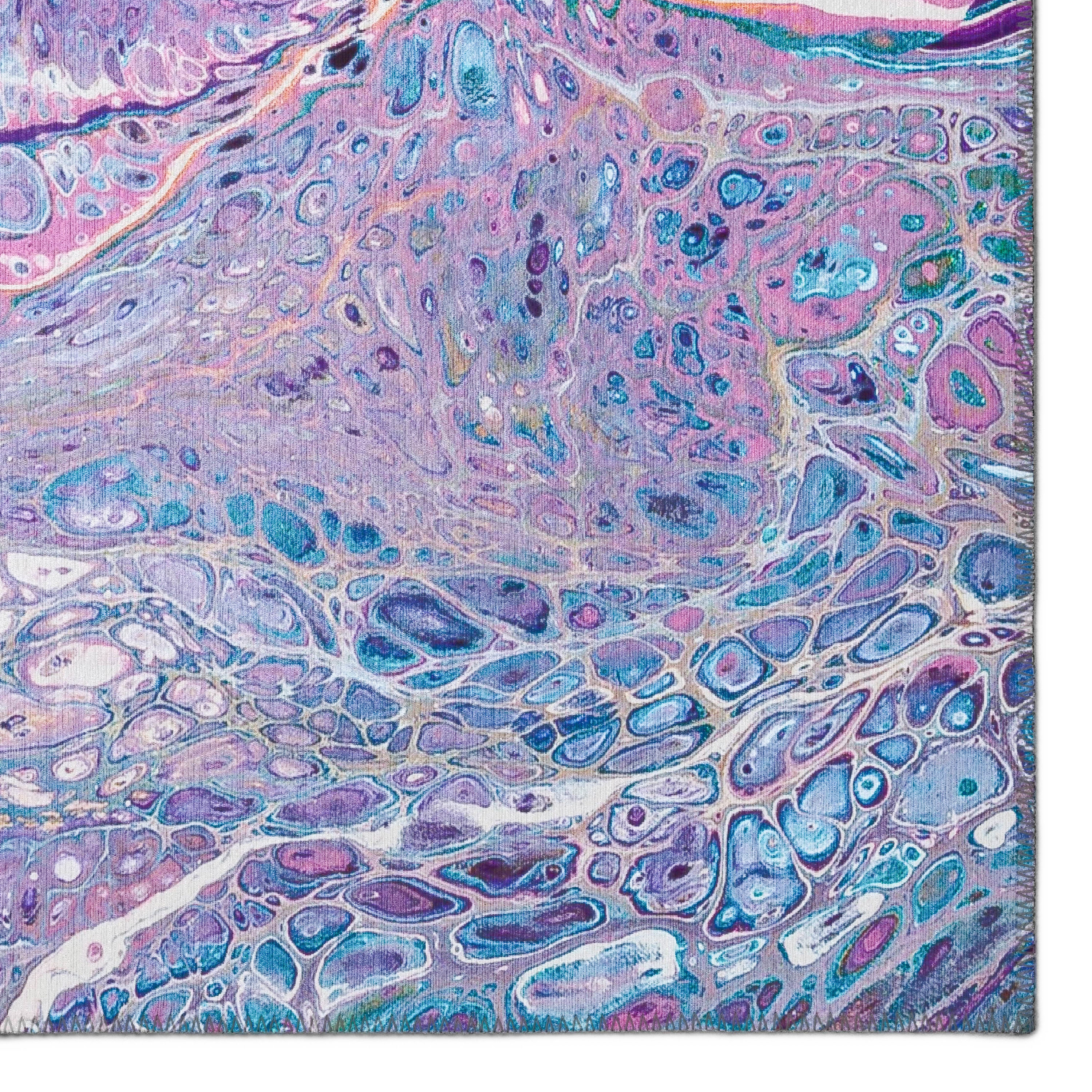 Periwinkle Abstract Chenille 8' x 10' Washable Area Rug