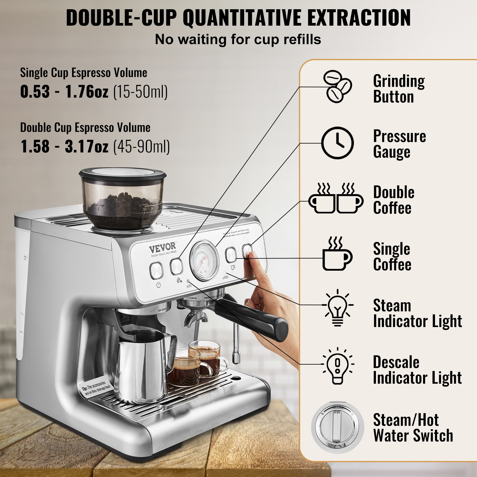 VEVOR KZJFLEXI870MMF0WYV1 Espresso-Machines - View #9