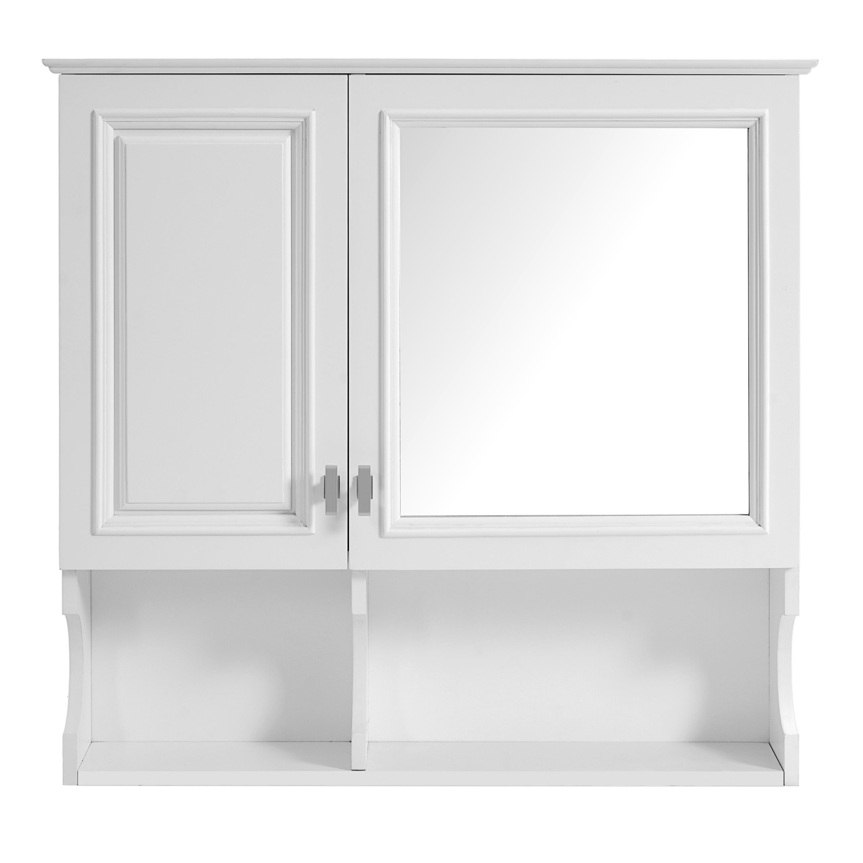 AAZJ Mirror Medicine Cabinet 30-in x 28.7-in Surface/Recessed Mount White Mirrored Rectangle Soft Close Medicine Cabinet