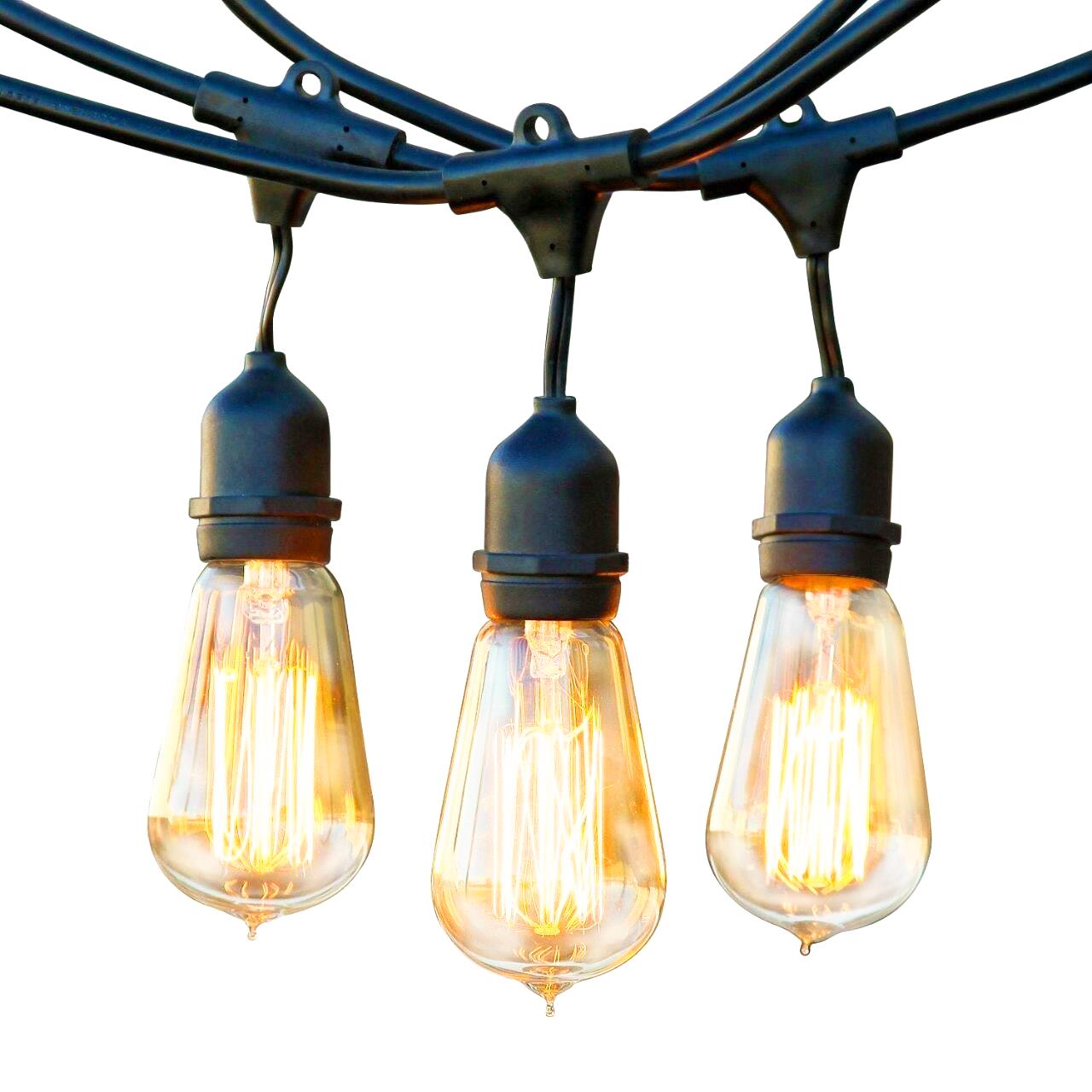 Brightech 48ft Black Outdoor Incandescent Globe String Lights