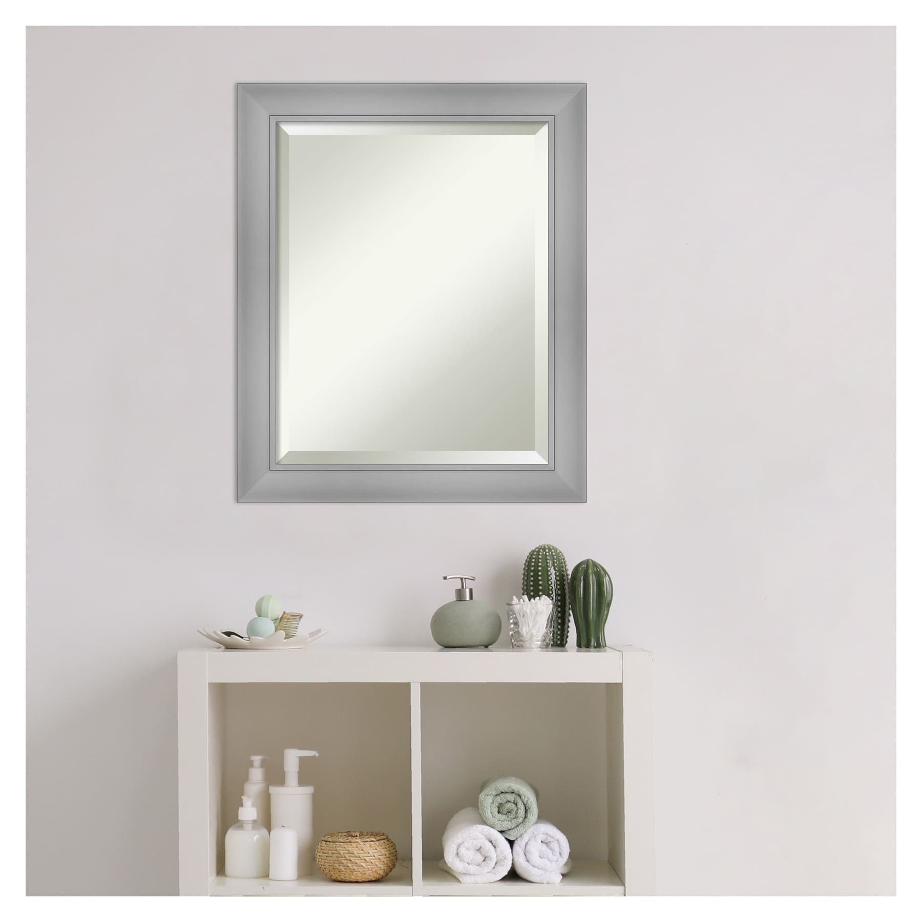 Flair 20x24-inch Beveled Rectangular Wall Mirror with Polished Nickel Frame