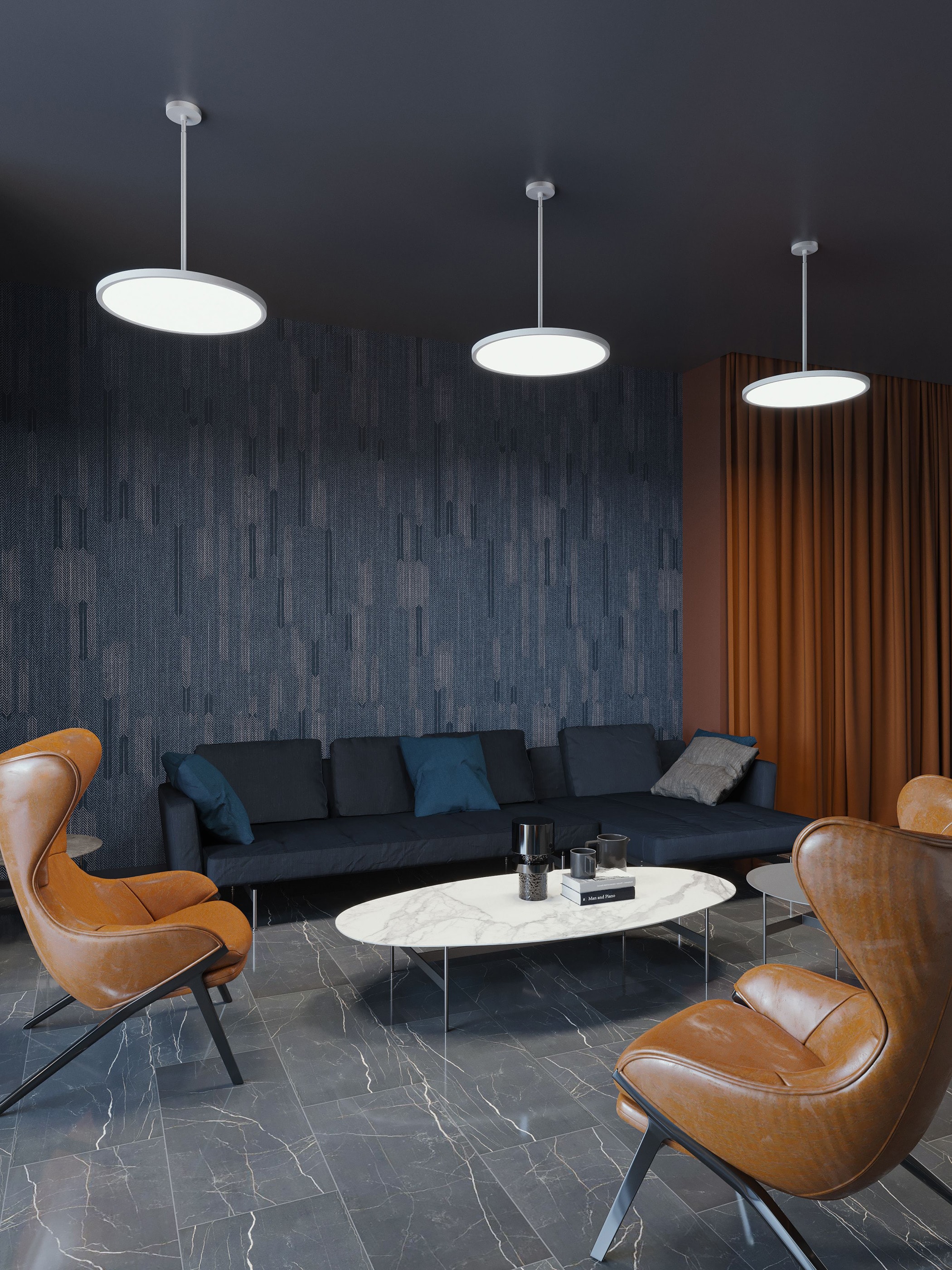 Edge 16'' Black Aluminum LED Round Pendant Light