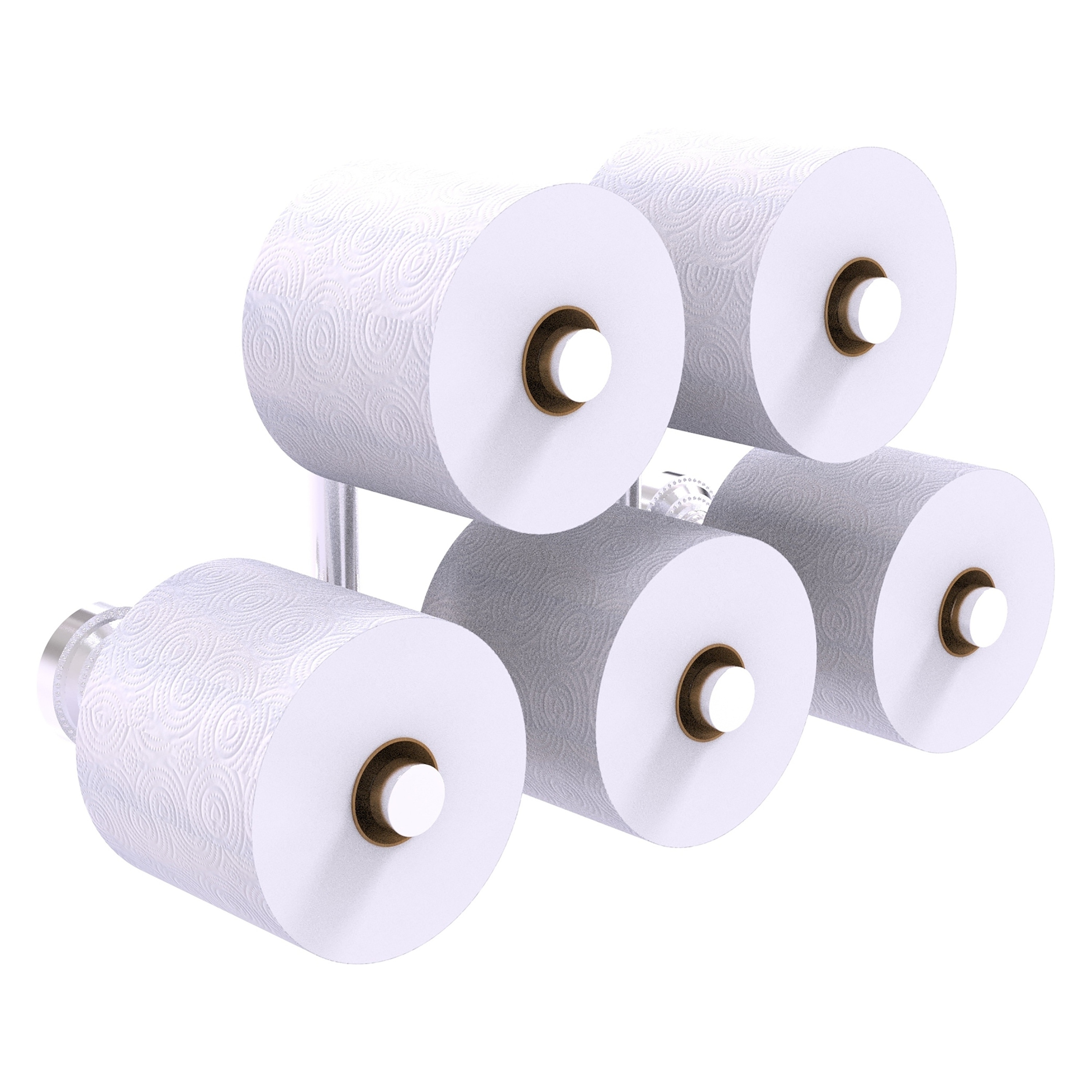 Allied Brass DT-24-5-SCH Dottingham Satin Chrome Wall mount Double post Toilet Paper Holder 5 -Rolls with Storage