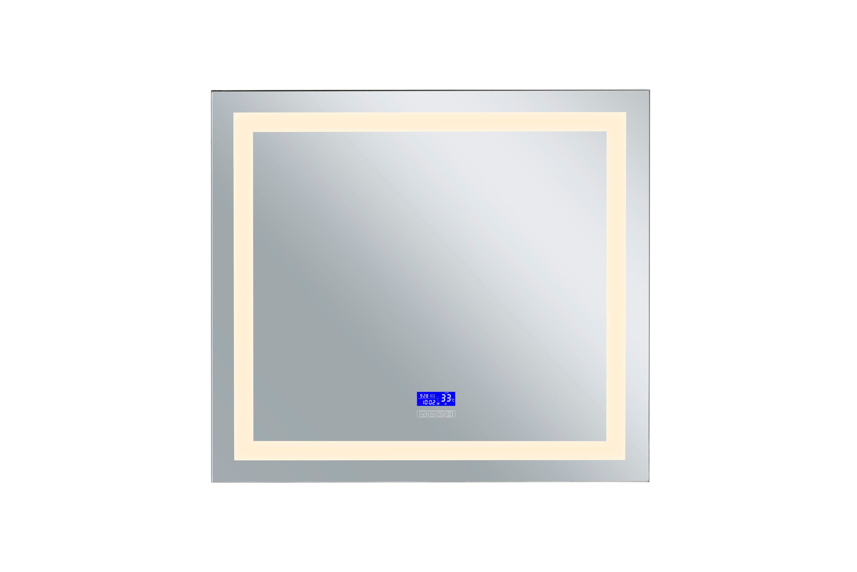 CWI Lighting 1232W40-36-B-3000K Abril 40-in W x 36-in H Matte White and Silver V-groove Frameless Full Length Lighted Vanity Mirror