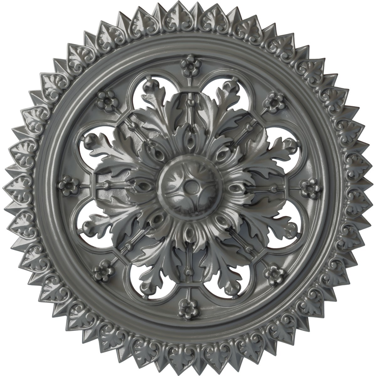 Ekena Millwork CM21YOSLS York 21.625-in W x 21.625-in L Painted Silver Polyurethane Whole Ceiling Medallion