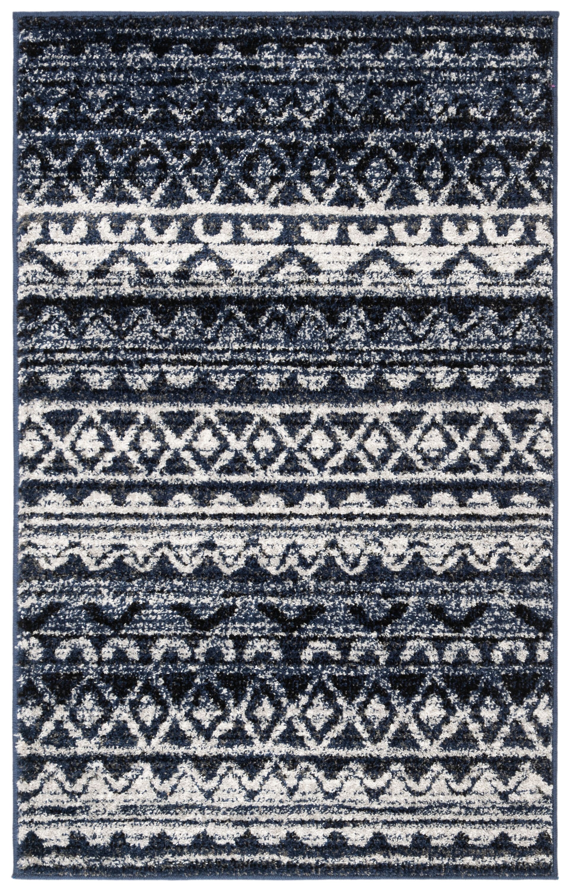 Chic Lodge Style 30" Blue Synthetic Easy-Care Area Rug
