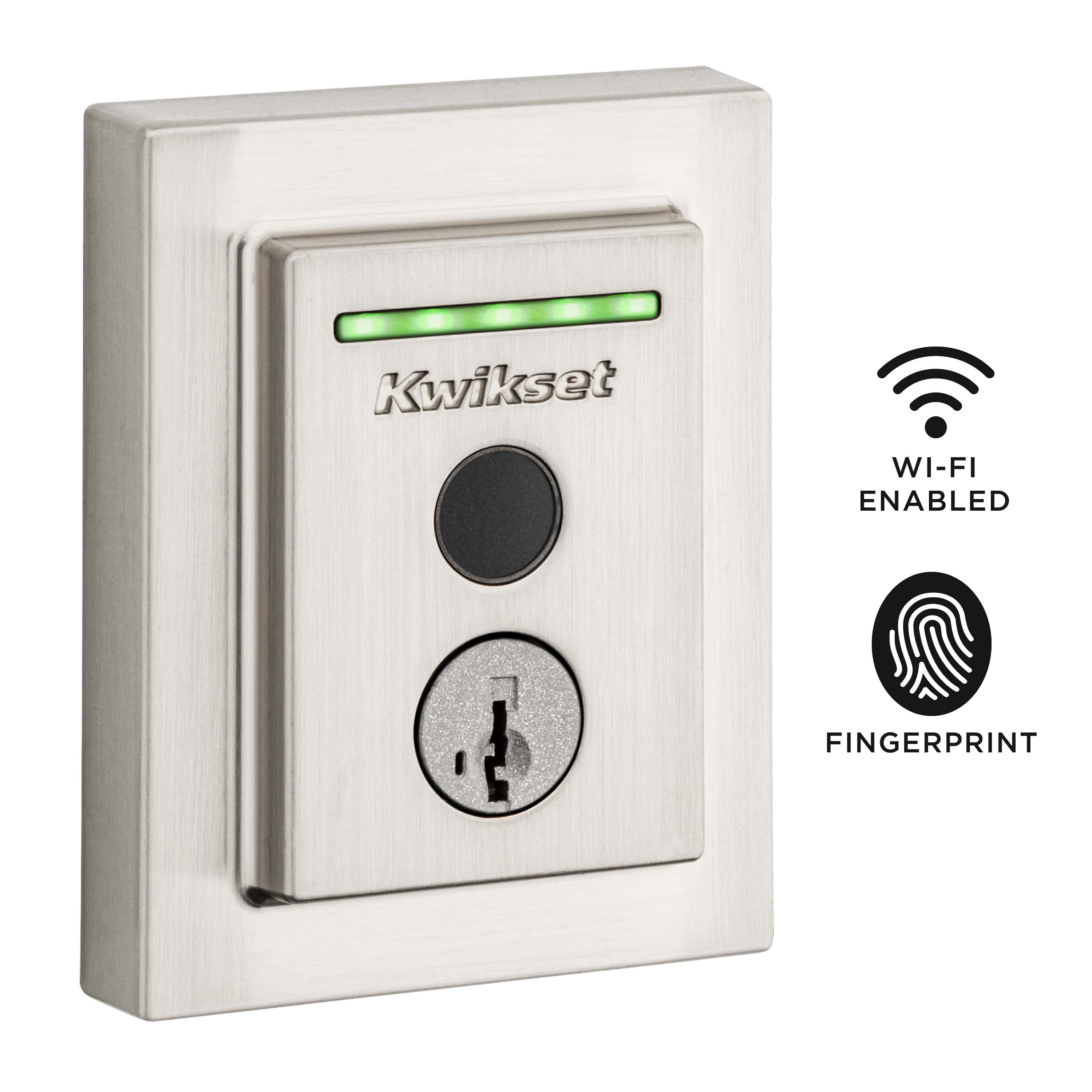 Kwikset Halo Touch Fingerprint Satin Nickel Wifi Single Cylinder Smartkey  Electronic Deadbolt Biometric Lock No Keypad Touchscreen Smart Lock in the Electronic  Door Locks department at