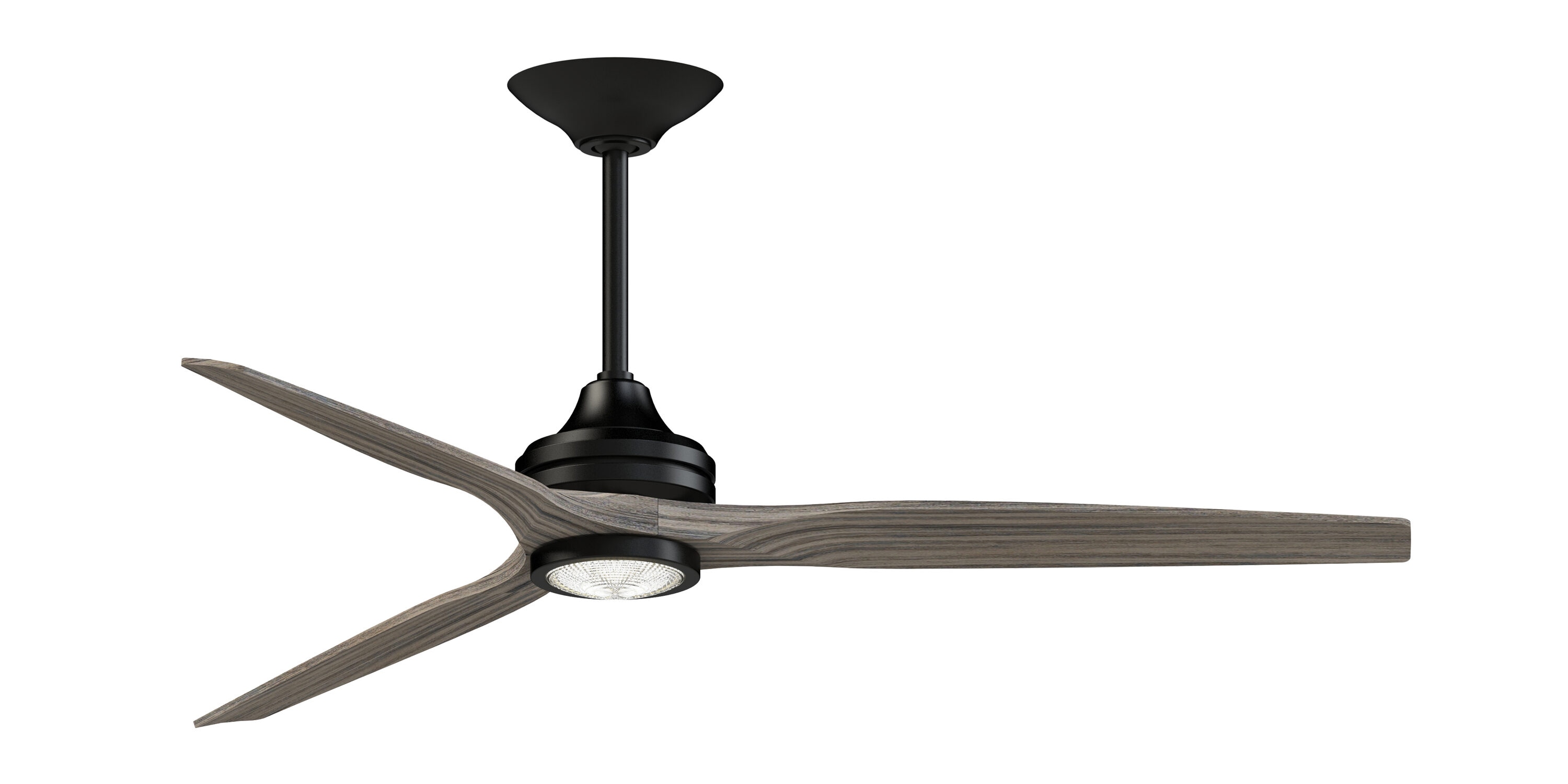 Fanimation FPD6721BBL-64WE-LK Spitfire 64-in Color-Changing Integrated LED Outdoor Smart Black with Weathered Wood Blades Propeller Ceiling Fan With Light - Remote Included ( 3 -Blade )