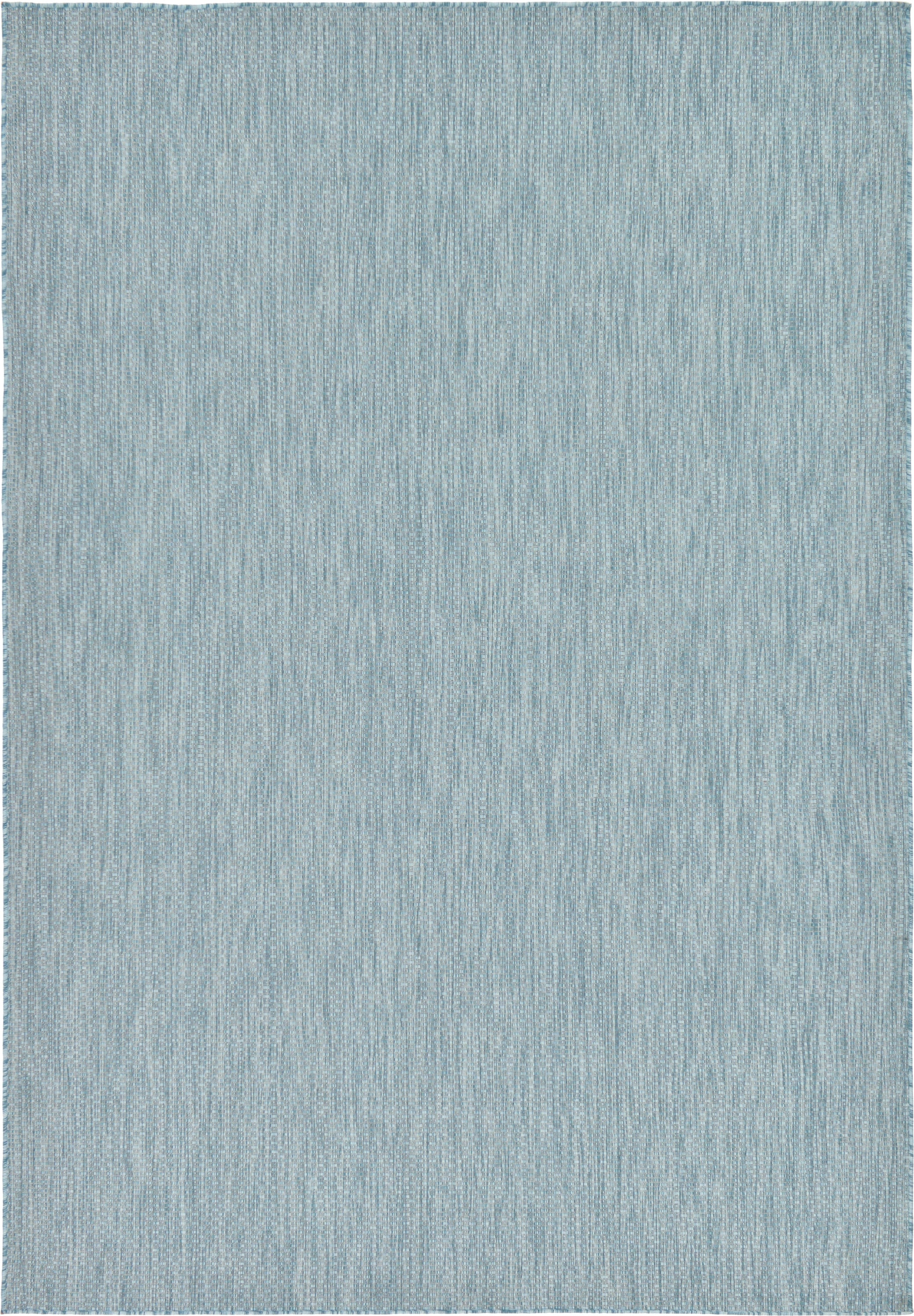 Unique Loom 3129026 Solid Outdoor 7 x 10 (ft) Loomed Polypropylene Aquamarine/Light Blue Rectangular Indoor/Outdoor Distressed/Overdyed Area rug