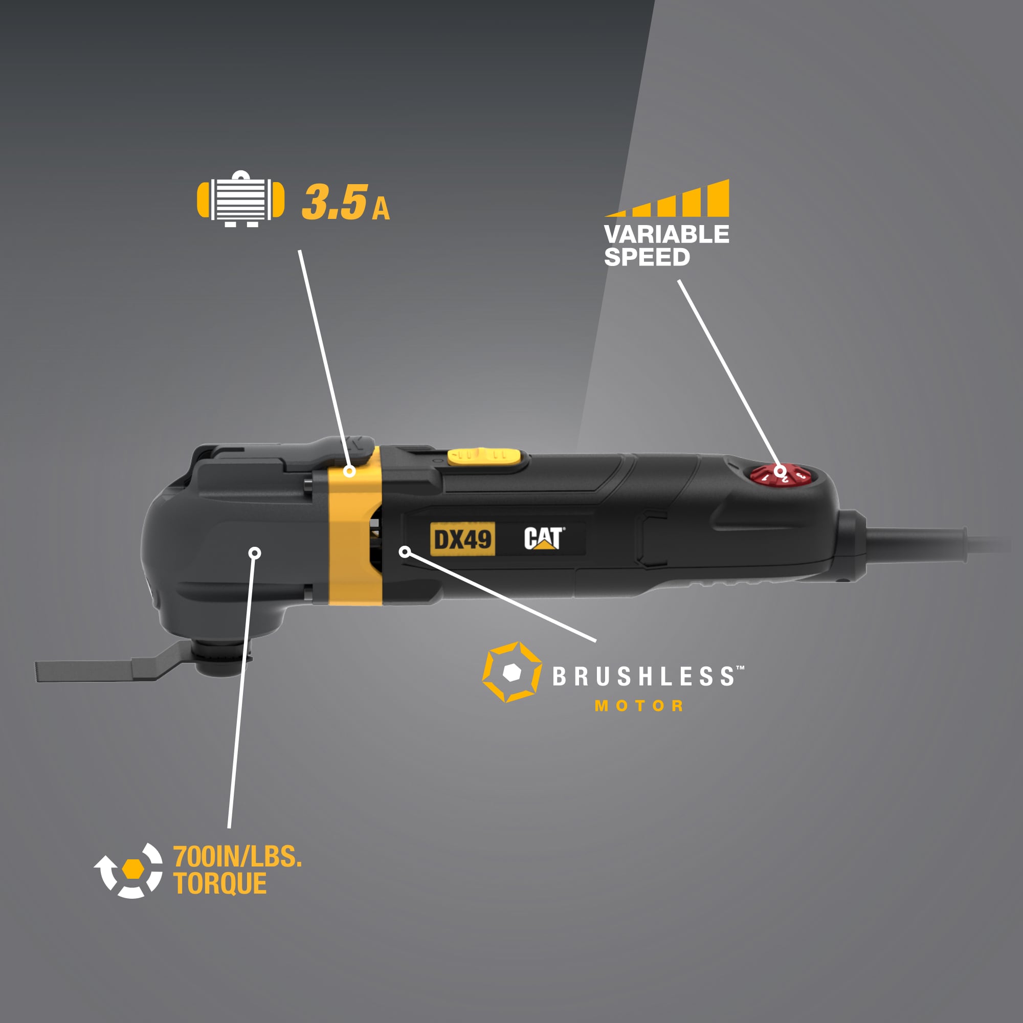 Cat Corded 3.5-Amp Variable 15-Piece Oscillating Multi-Tool Kit with Hard Case DX49U Sansujyuku sansujyuku.com