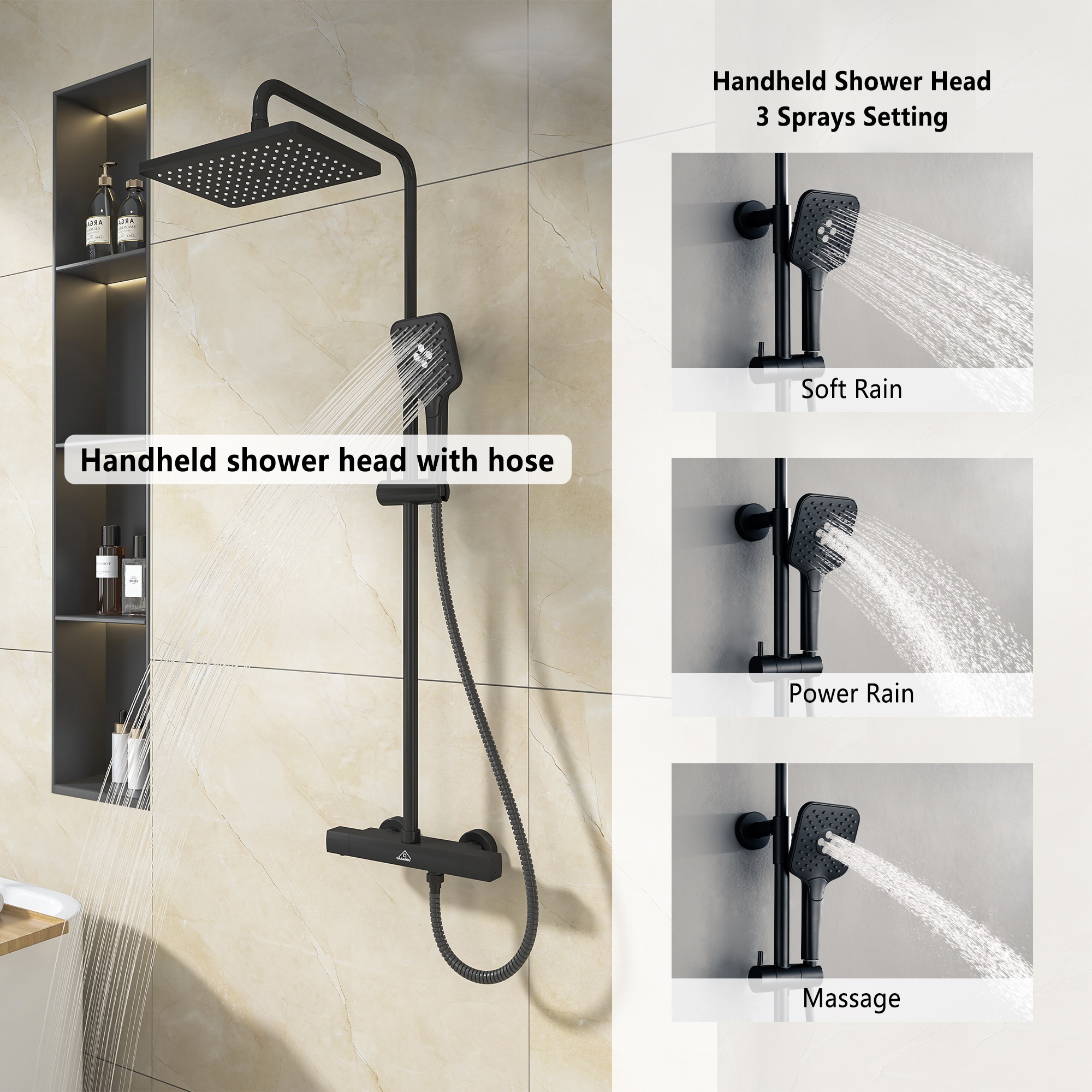 CASAINC HM-T103-RE-MB Showerhead-Bar-Panels - View #8