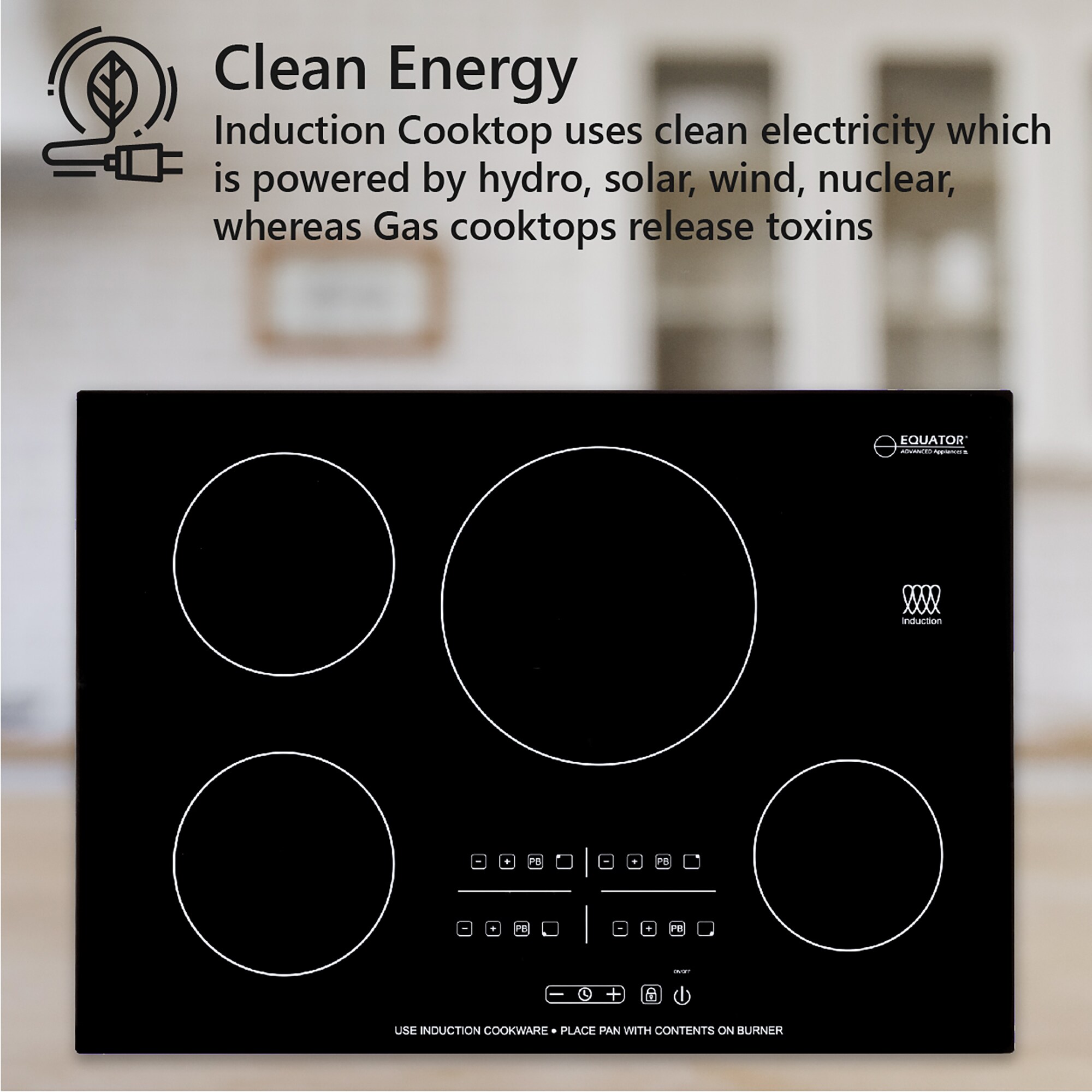 Equator 30" Black Ceramic 4 Burner Induction Cooktop