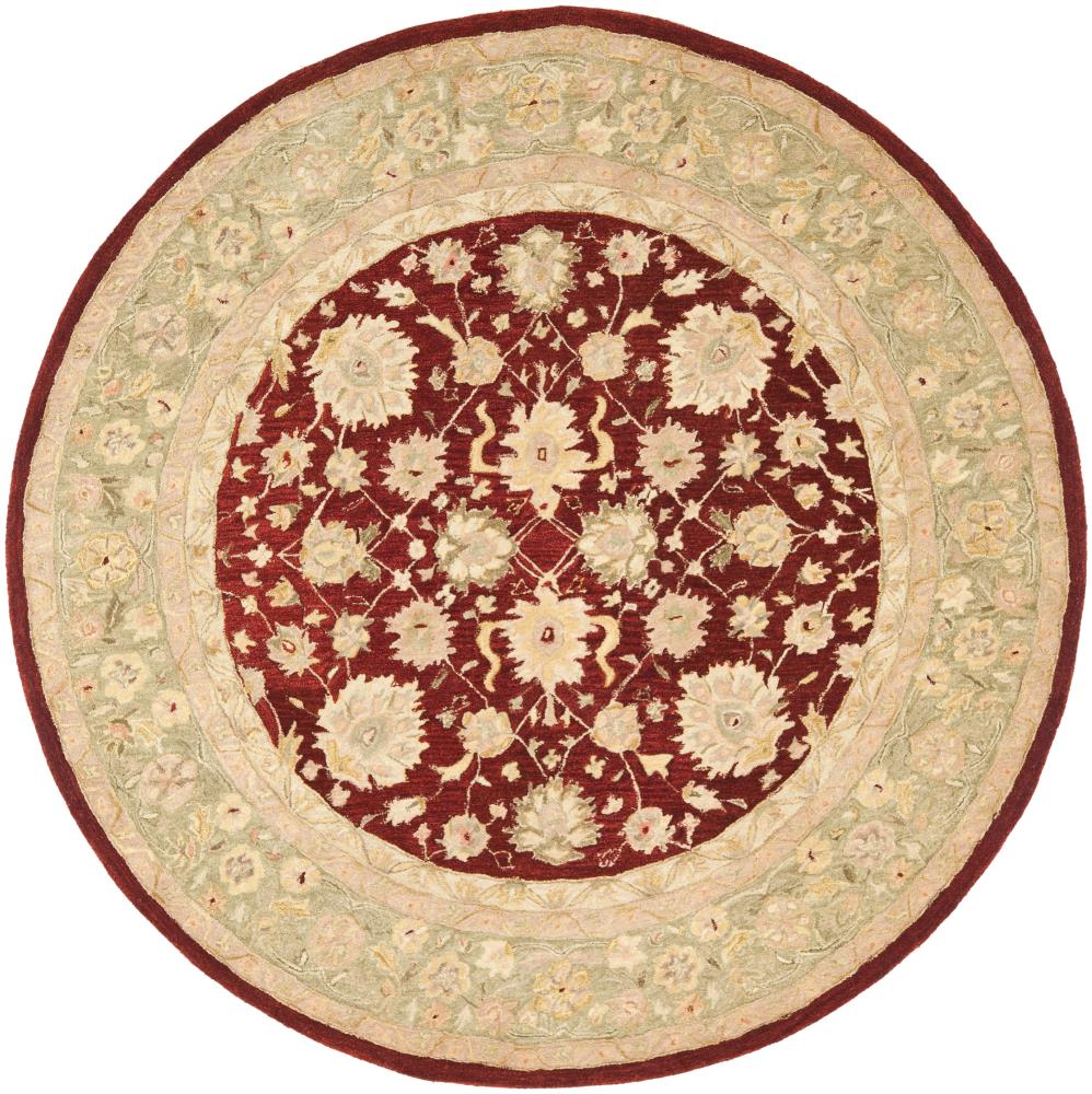 Safavieh AN522D-8R Anatolia Cilcia 8 x 8 (ft) Tufted Wool Red/Moss Round Indoor Floral/Botanical Vintage Area rug