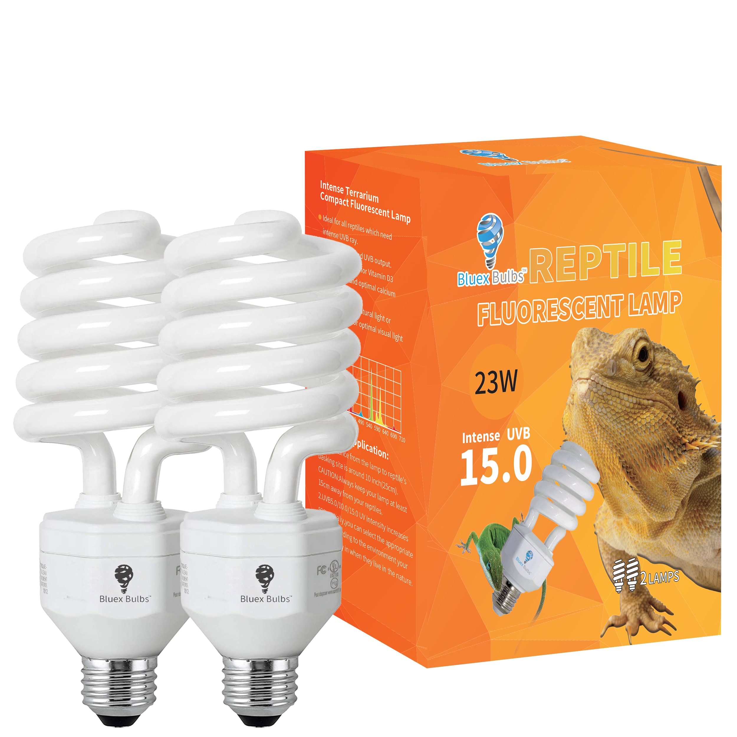 Bluex Bulbs REF-CFL-UVB15-23 BlueX CFL 23 -Watt EQ T2 Cool white E26 Dimmable CFL Grow Light Bulb