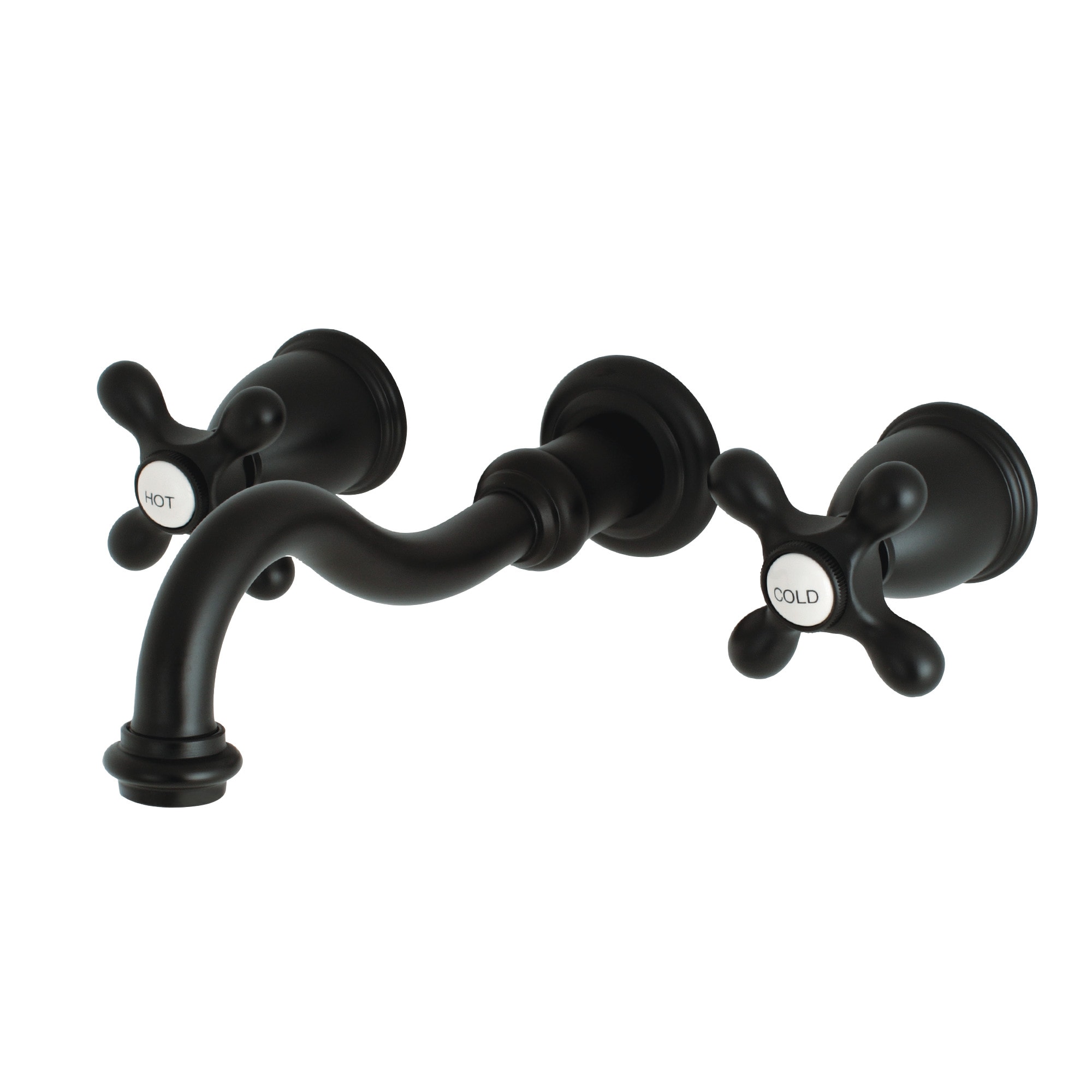 Kingston Brass WLKS3020AX Restoration Matte black 2-handle Wall-mount Low-arc Bathtub Faucet ( Valve Included )