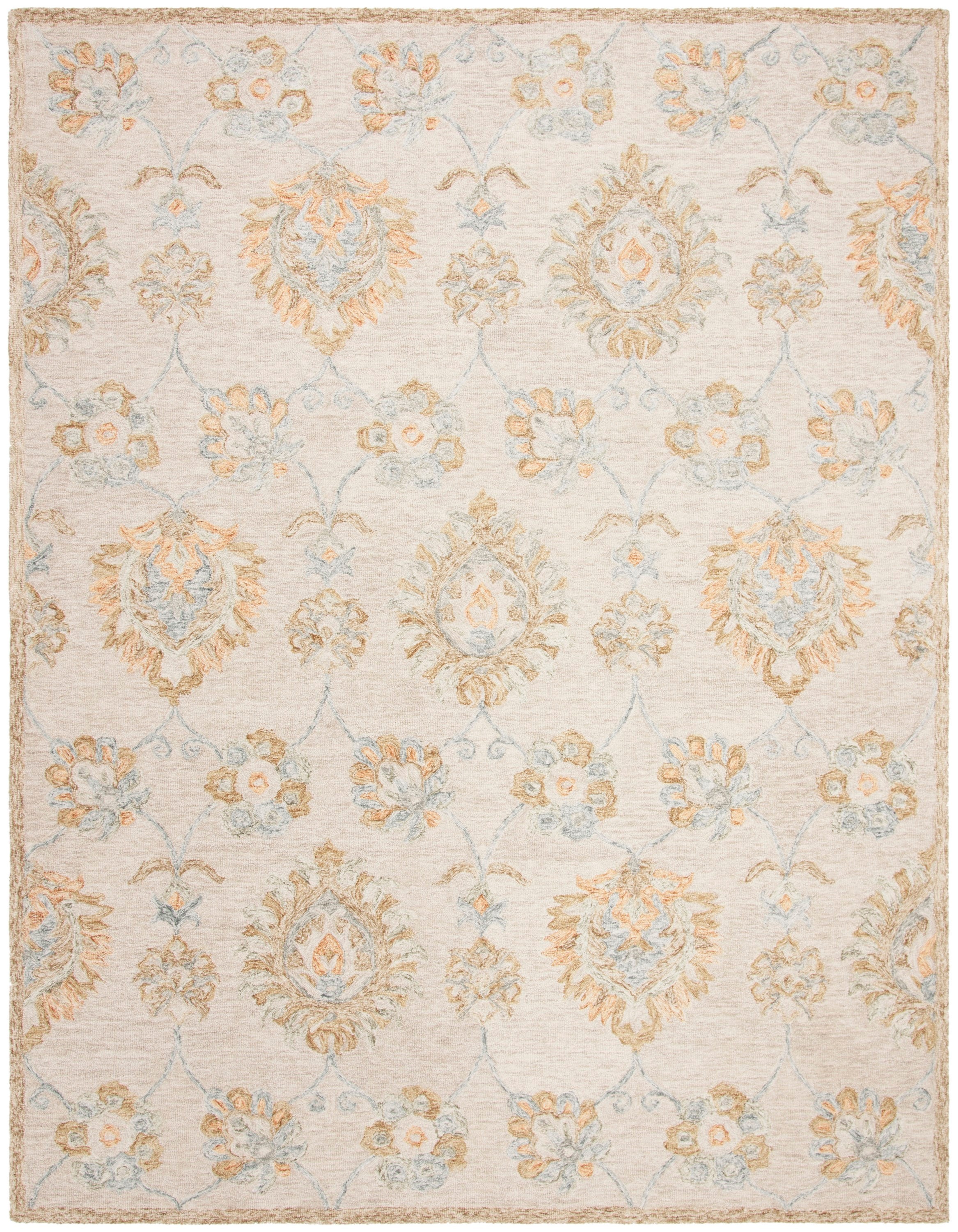 Blossom Beige Sage 8' x 10' Handmade Wool Floral Area Rug