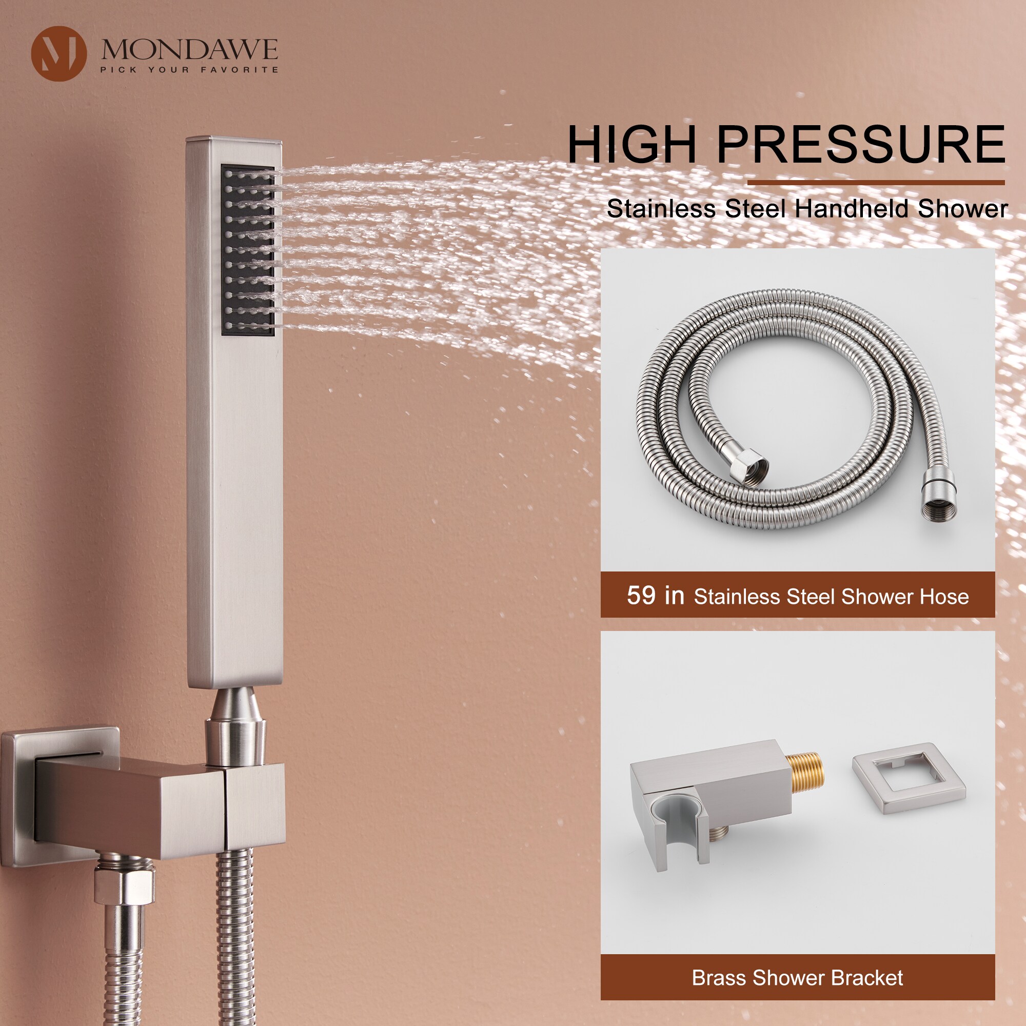 Mondawe WF6310-12BN Showerhead-Bar-Panels - View #5