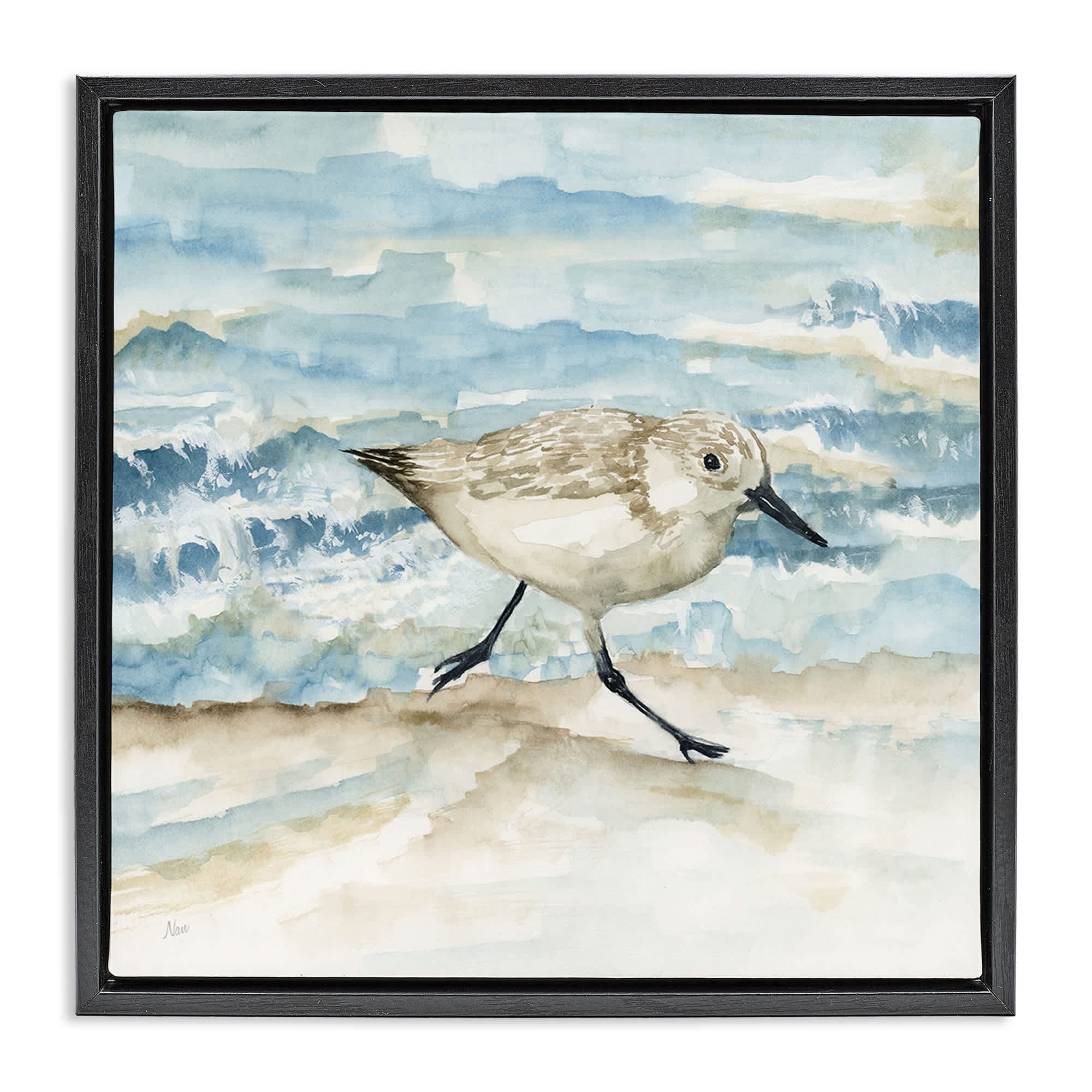 Stupell Industries BS-162-FFB-24X24 Sandpiper Striding Shore Floating Frame design by Nan