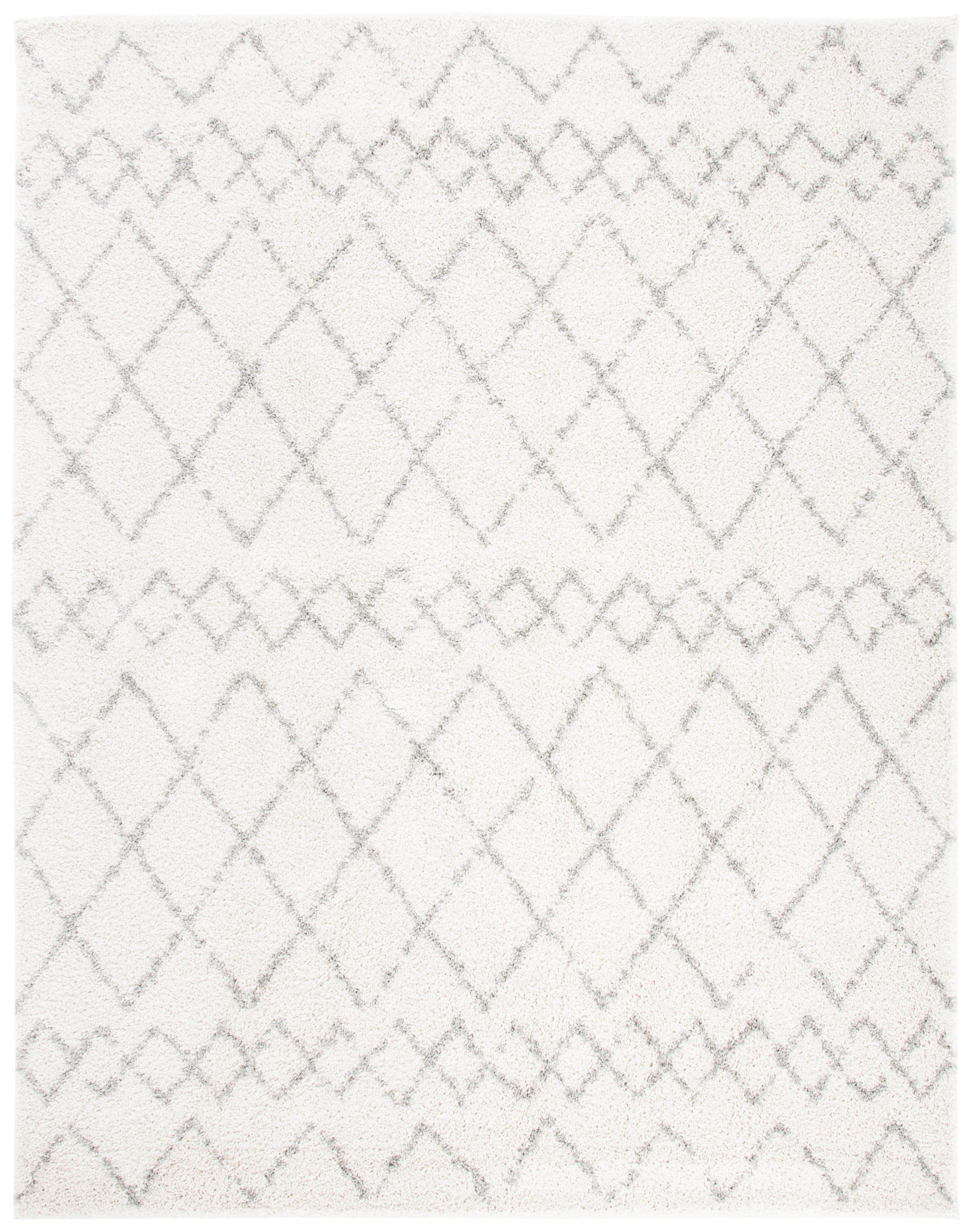 Safavieh BER165C-8 Berber Shag 8 x 10 (ft) Loomed Polypropylene Cream/Light Gray Rectangular Indoor Tribal Bohemian/Eclectic Area rug