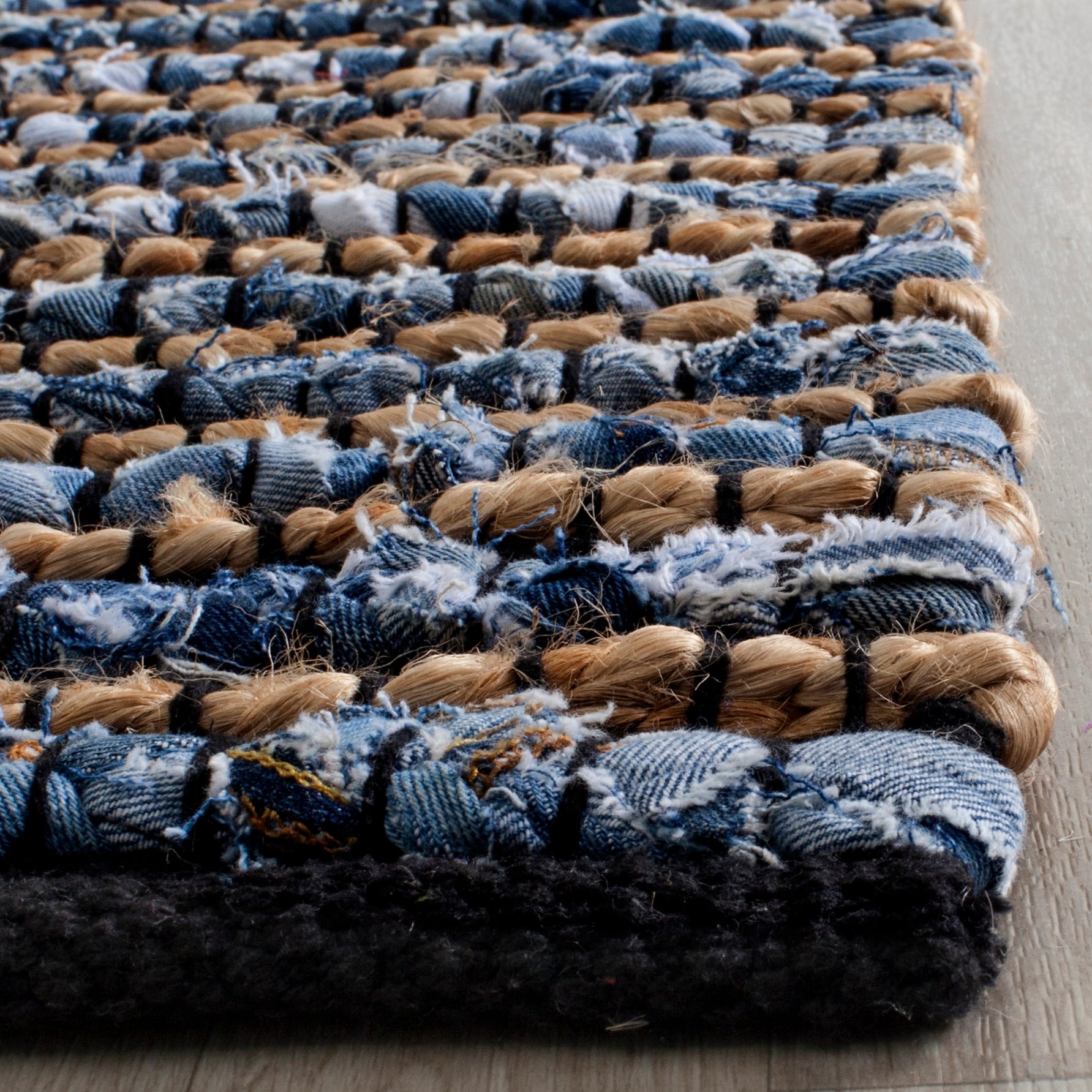 Cape Cod Blue Striped Cotton 3' x 5' Handmade Area Rug