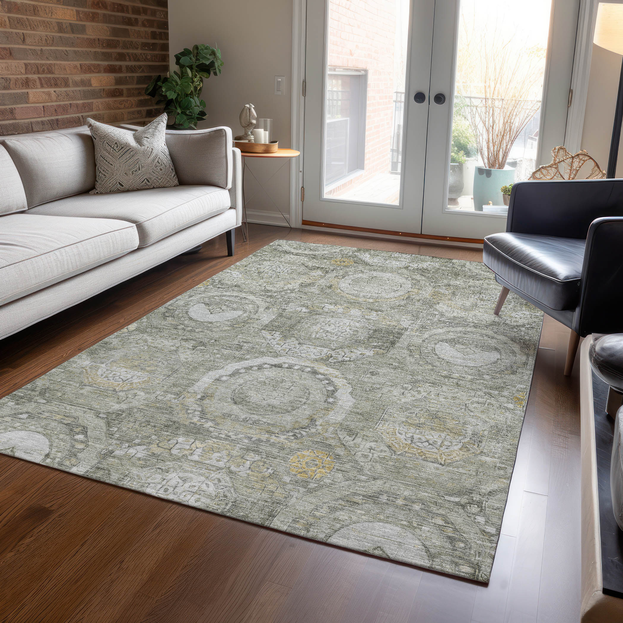 Addison Rugs ACN1661PW3X5 Chantille ACN1661PW 3 x 5 (ft) Loomed Polyester Pewter Rectangular Indoor/Outdoor Machine washable Area rug